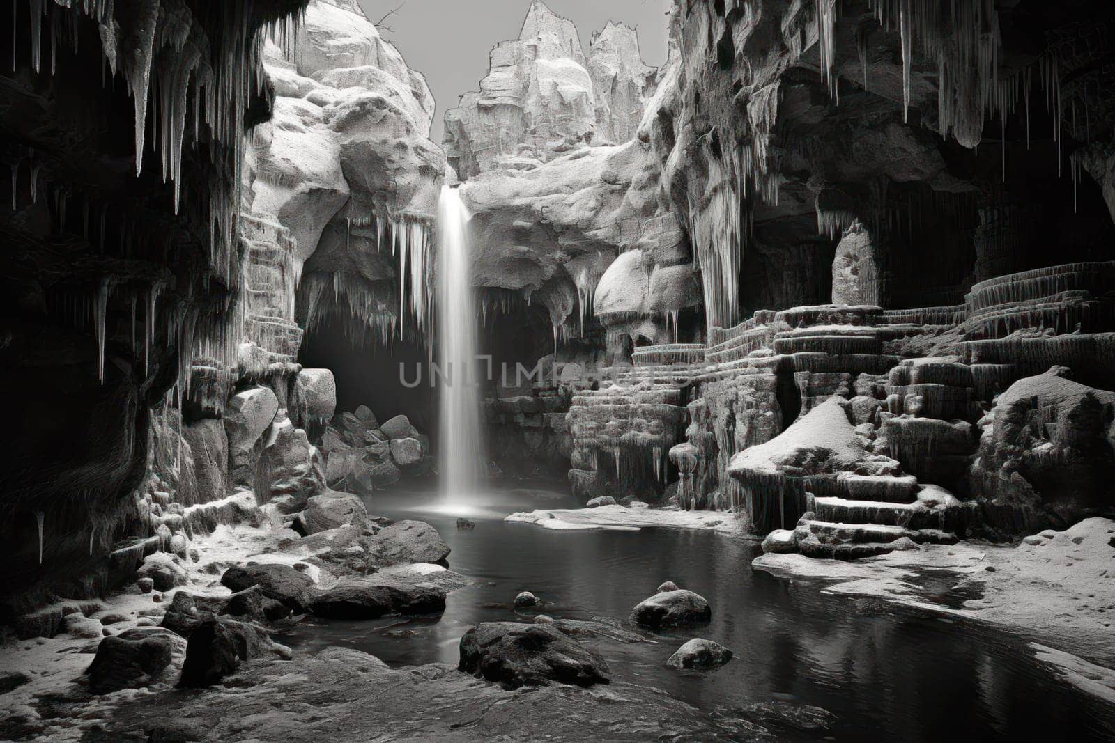 Frozen Waterfalls - Generative AI by Sidewaypics