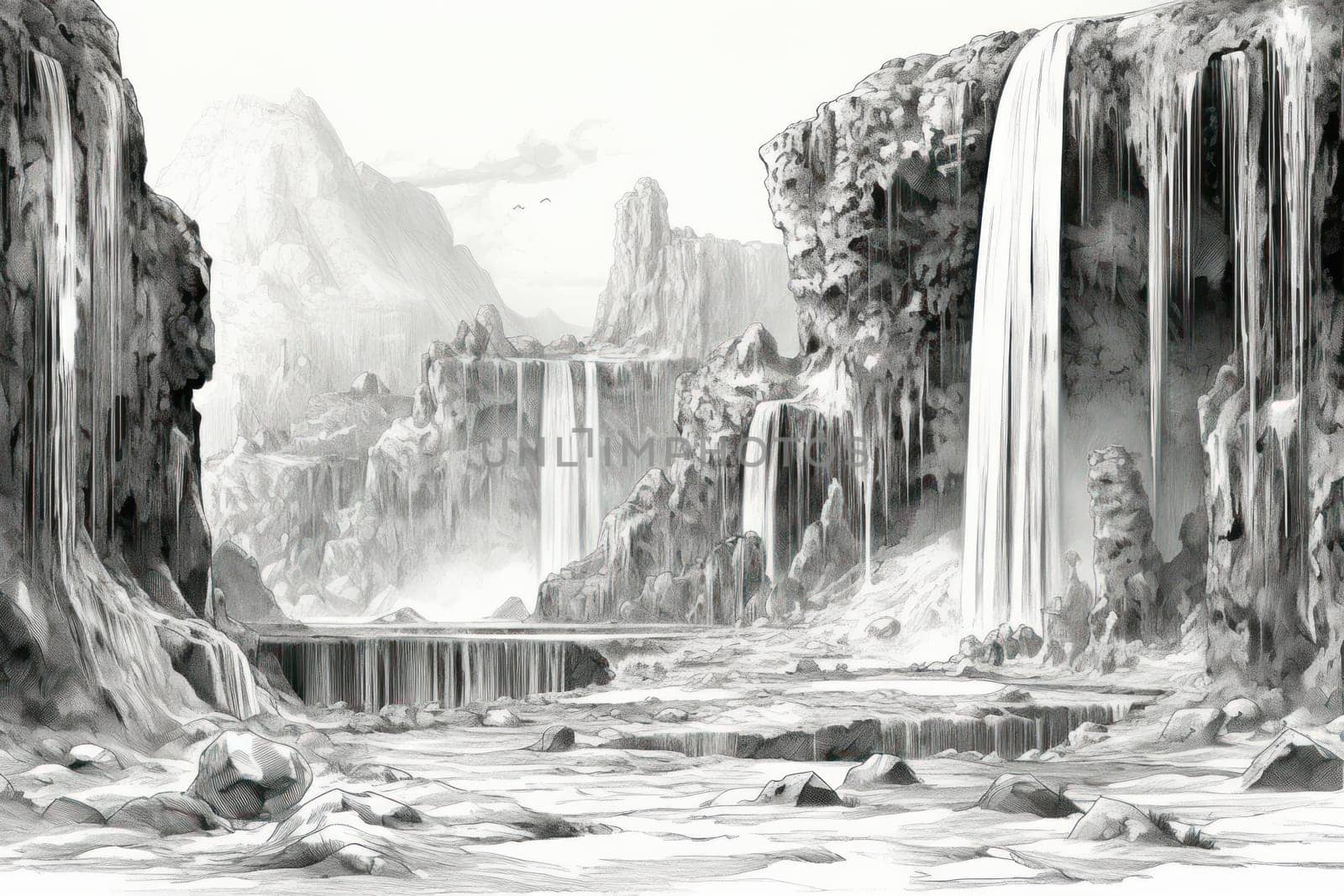 Frozen Waterfalls - Generative AI by Sidewaypics