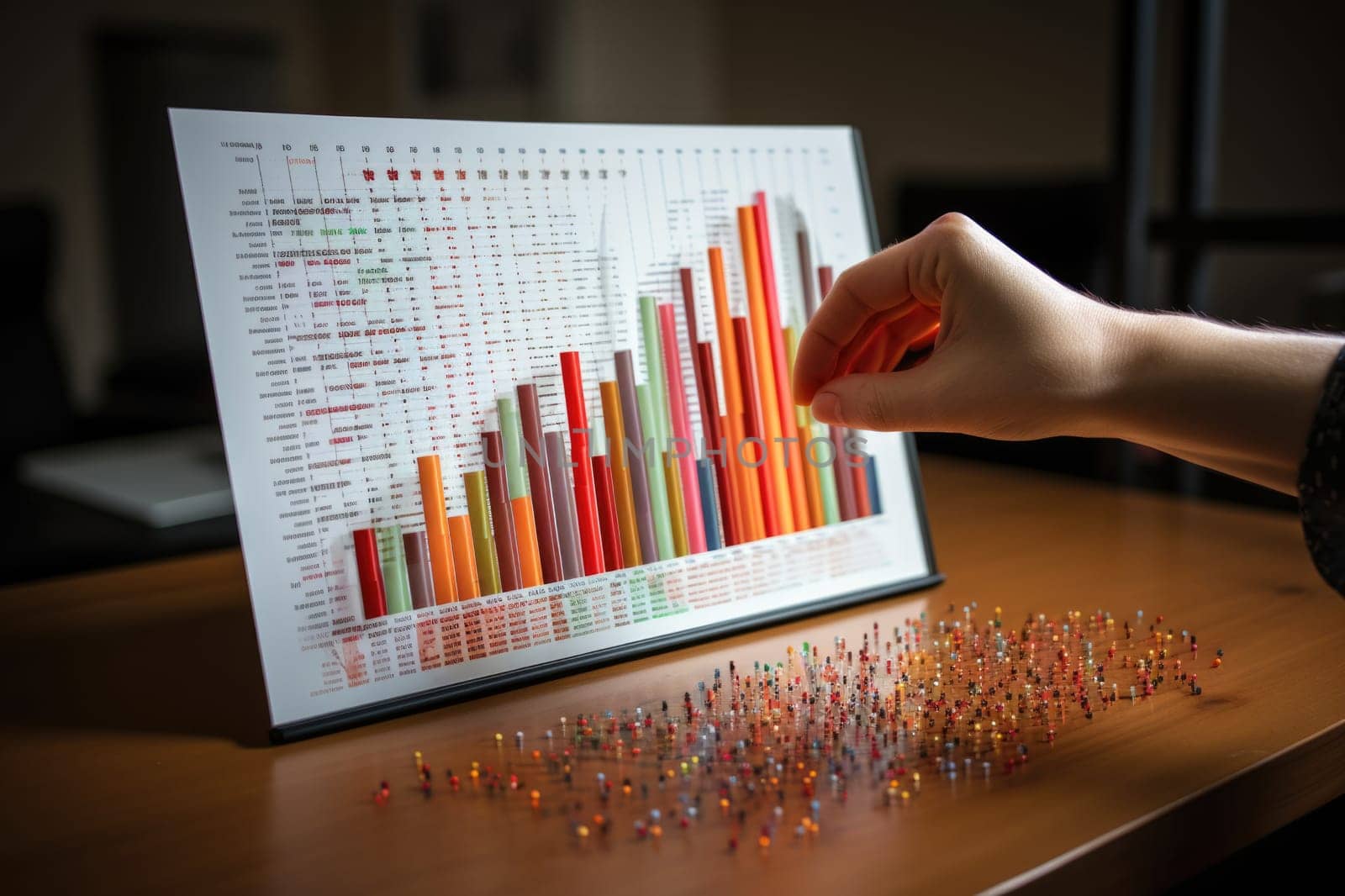 Statistics and data analysis. Investment. Business analysis using charts and graphs. Man making diagrams.