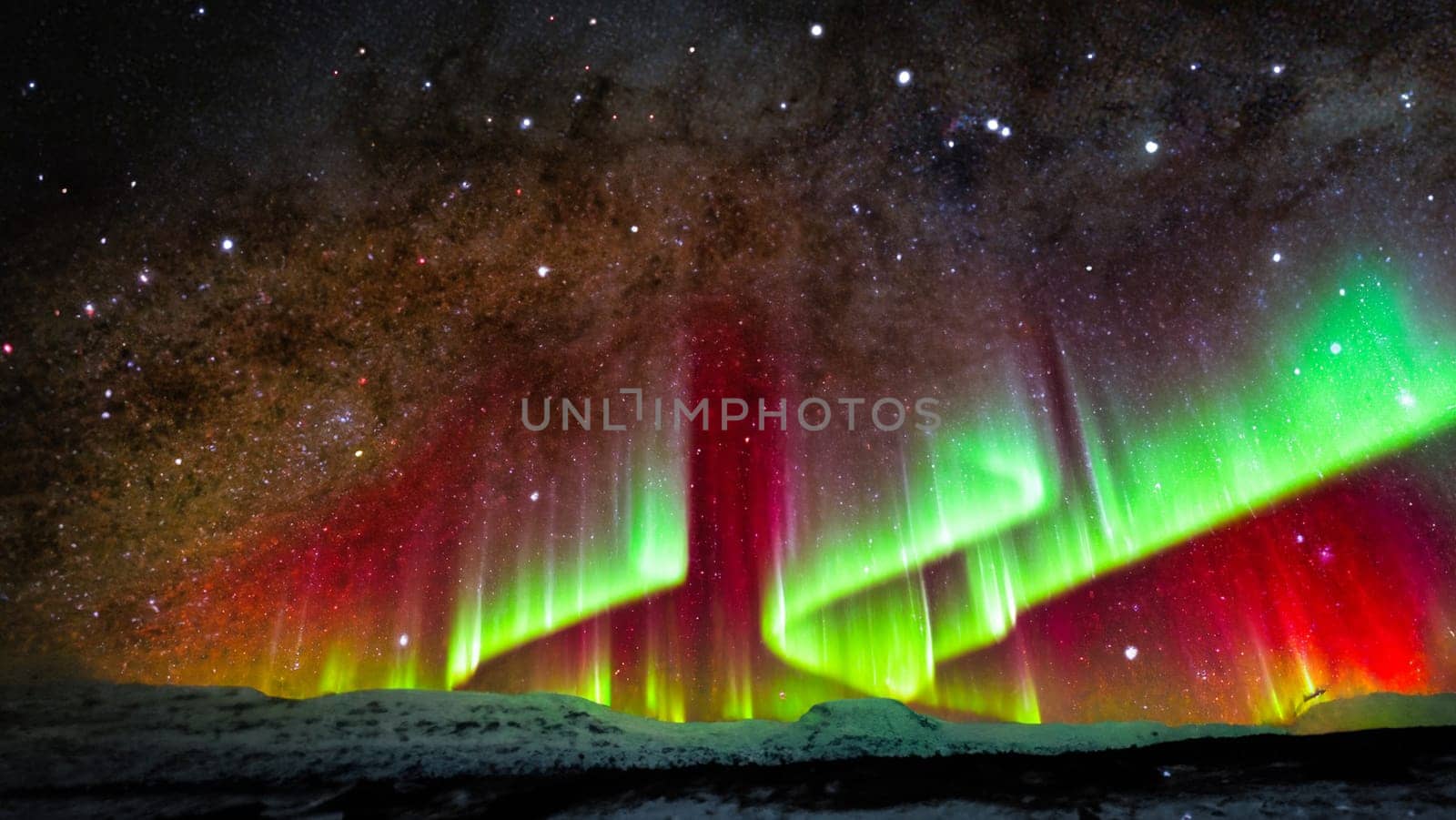 Northern lights in the night sky.Aurora borealis. by yilmazsavaskandag