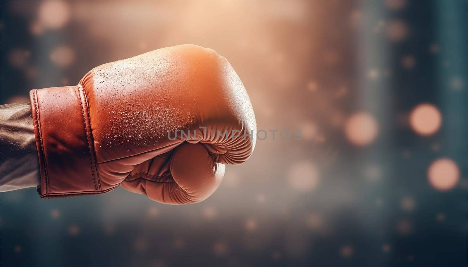 Red boxing gloves in action on dark background with copy space. Sports and leisure. Sports advertising. Confidence and power. Boxer sport concept Space for text