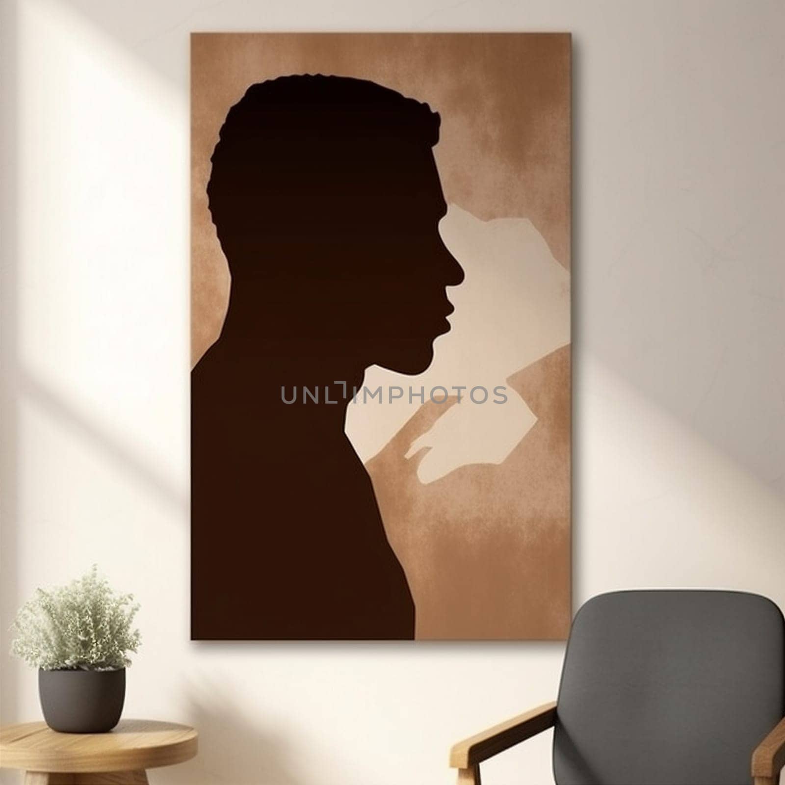 drawing man isolated face american silhouette profile dark black design avatar head guy poster handsome brutal night symbolic lines masculine african. Generative AI.