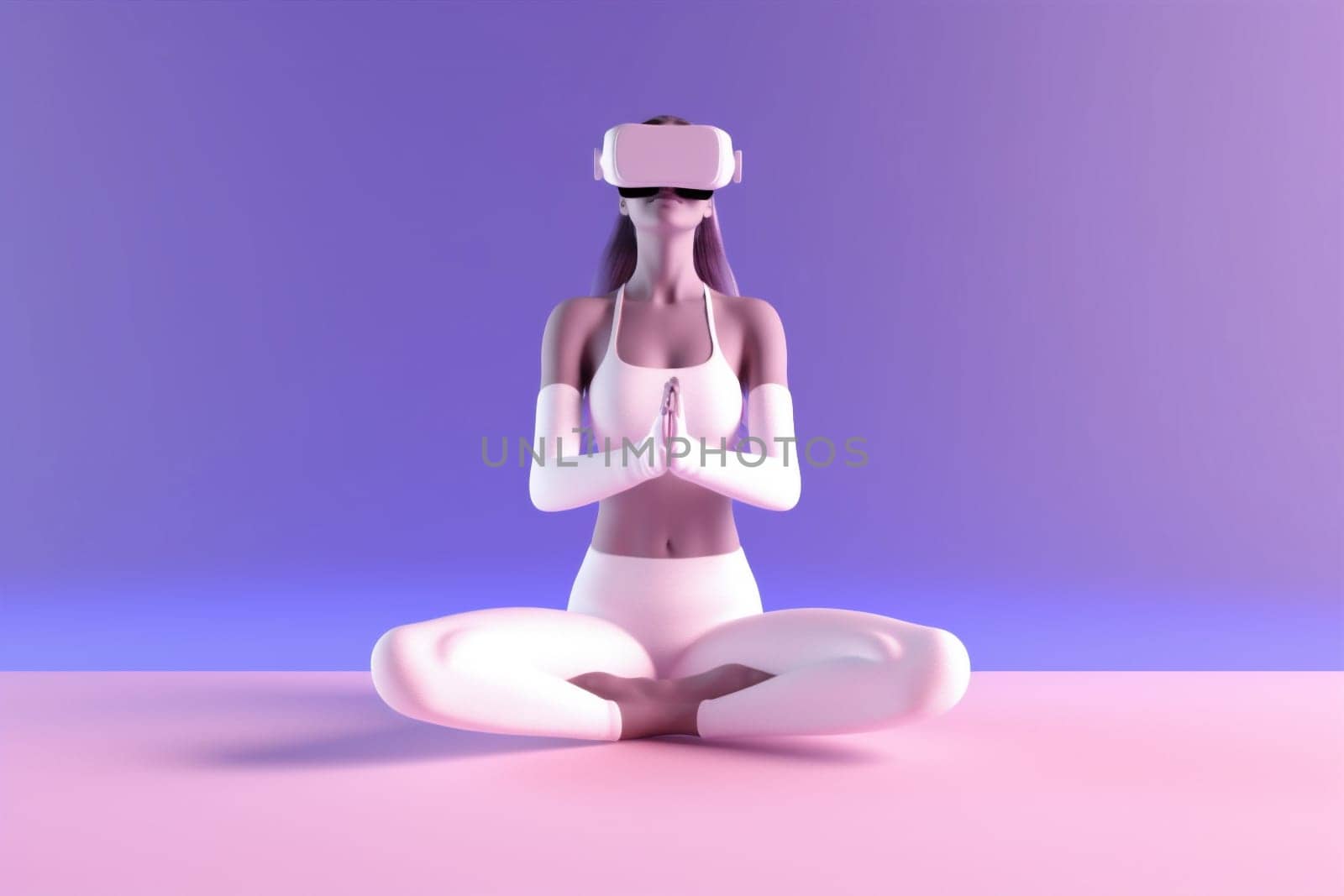 vr woman neon sport digital reality virtual game glasses cyberspace innovation. Generative AI. by Vichizh