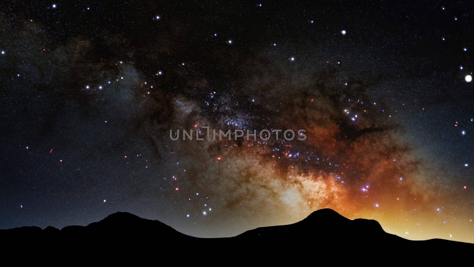 Milky Way over the mountains with stars and nebulae.Milky way galaxy with stars and space dust in the universe.