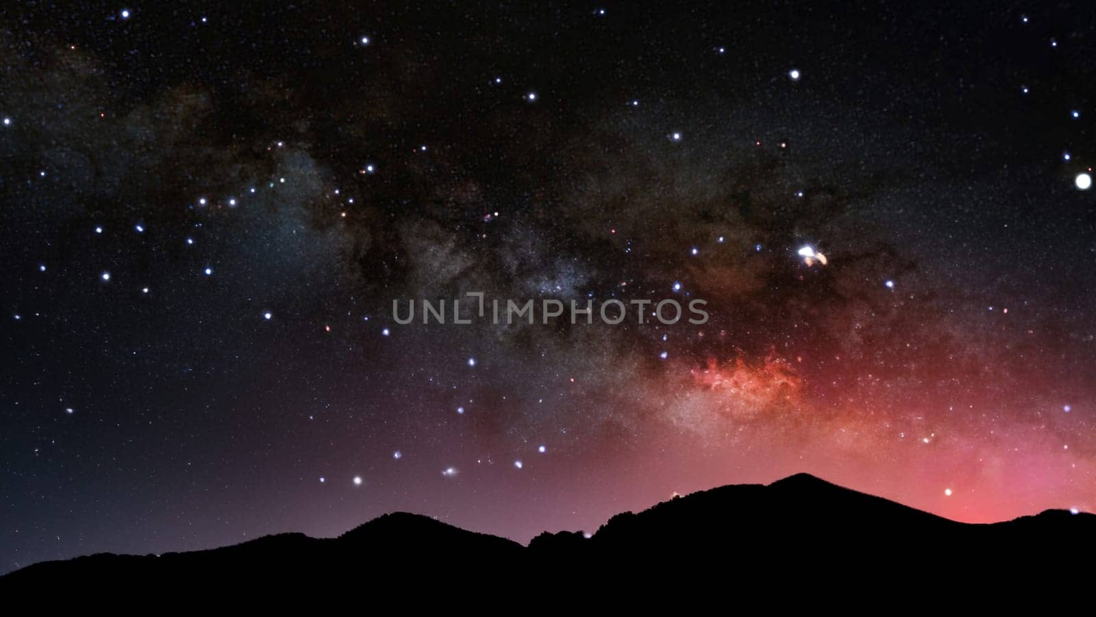 Milky Way over the mountains with stars and nebulae.Milky way galaxy with stars and space dust in the universe.