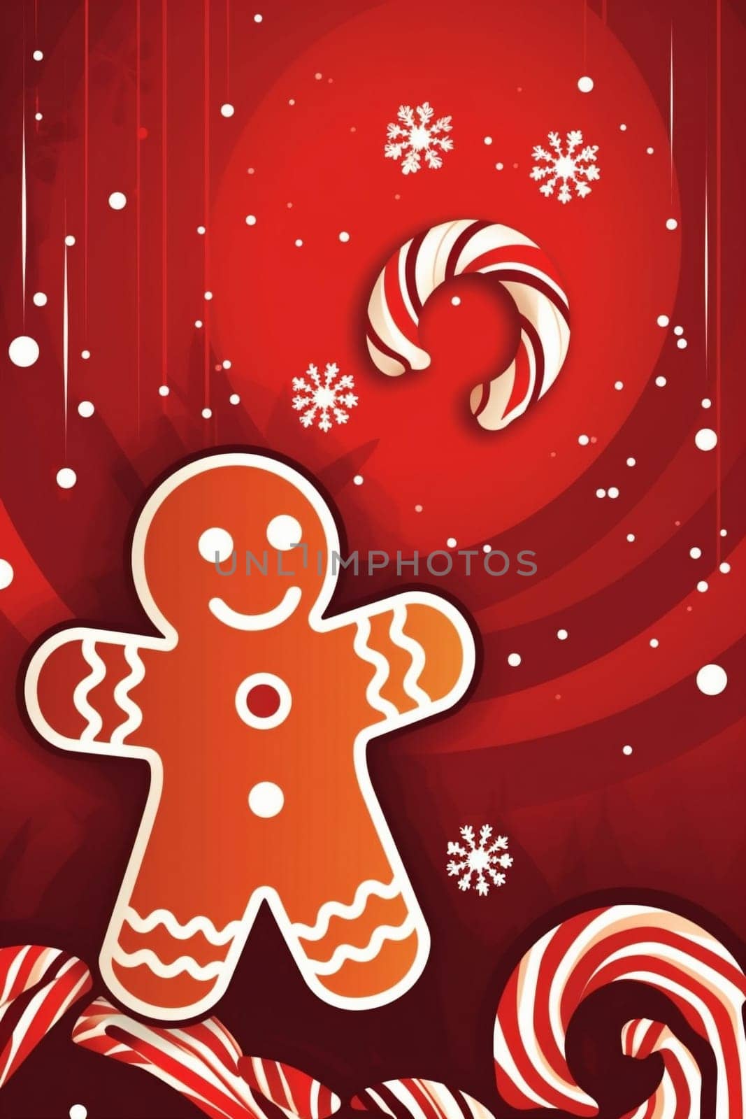 celebration man merry red sweet decoration background gingerbread christmas holiday cookie food. Generative AI. by Vichizh