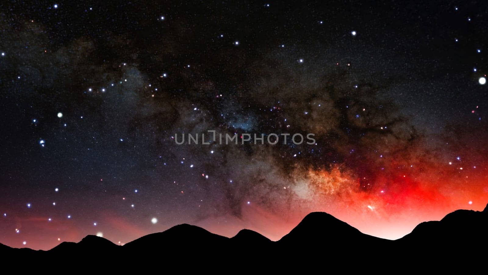 Milky Way over the mountains with stars and nebulae by yilmazsavaskandag