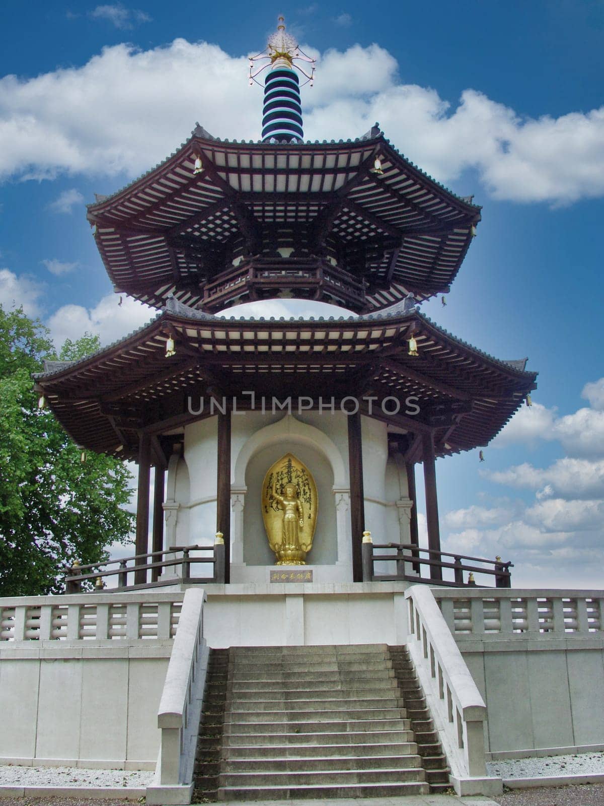 The London Peace Pagoda in Battersea park, London, UK