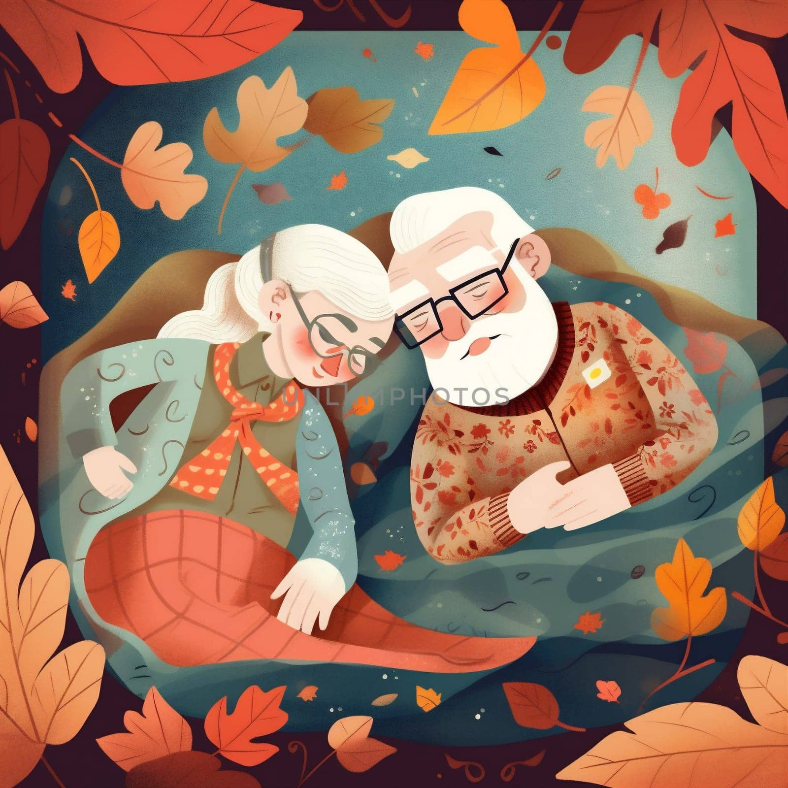 retired woman man bed couple married love asleep old together aged happy. Generative AI. by Vichizh