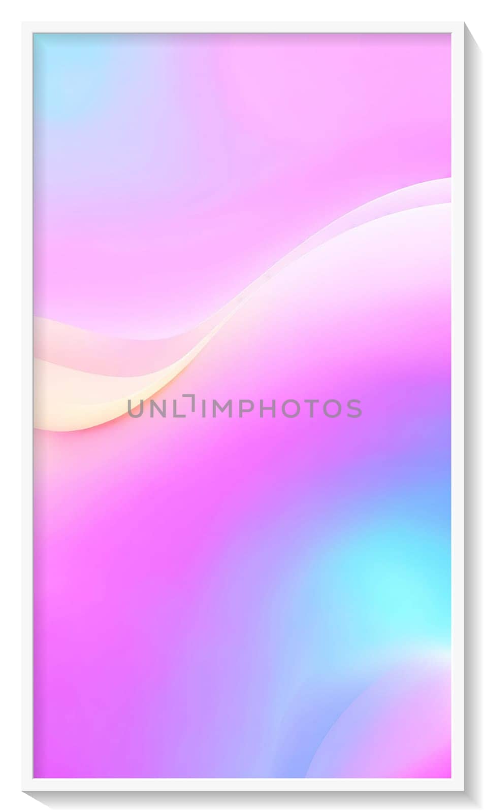 abstract background with smooth wavy lines in pastel rainbow colors.Holographic Abstract Background. Holographic Vector. Glossy Cover. Soft Color. For Web Applications, Mobiles, Screen Template.Holographic abstract background. Cover design template. Vector illustration.White frame. Grey background.