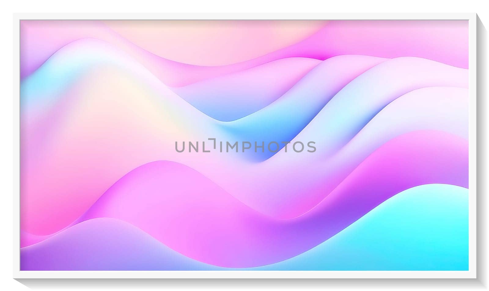 abstract background with smooth wavy lines in pastel rainbow colors.Holographic Abstract Background. Holographic Vector. Glossy Cover. Soft Color. For Web Applications, Mobiles, Screen Template.Holographic abstract background. Cover design template. Vector illustration.White frame. Grey background.
