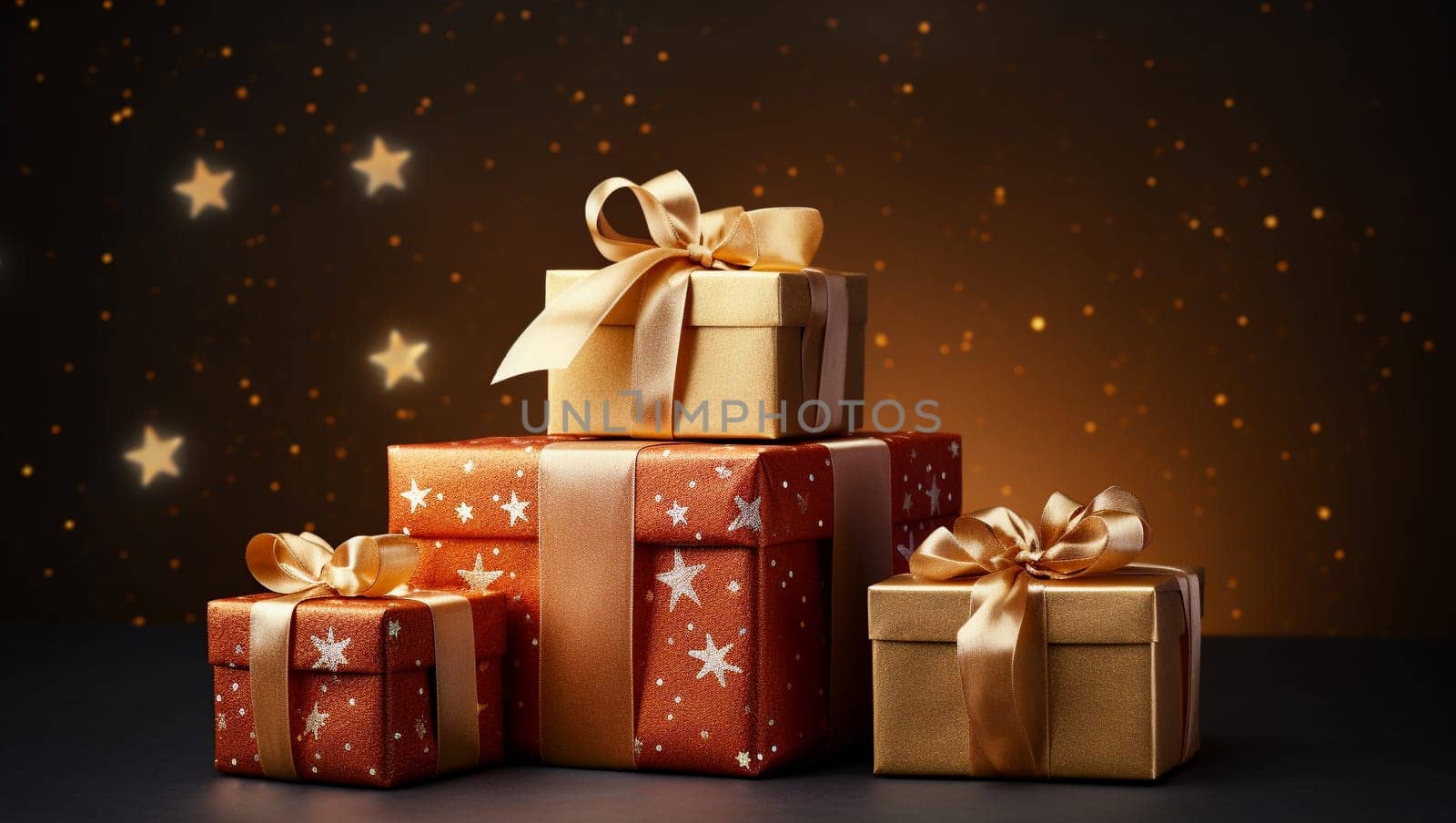 Gifts for the New Year. Christmas and New Year background. Gift boxes and pine cones for holiday. High quality illustration