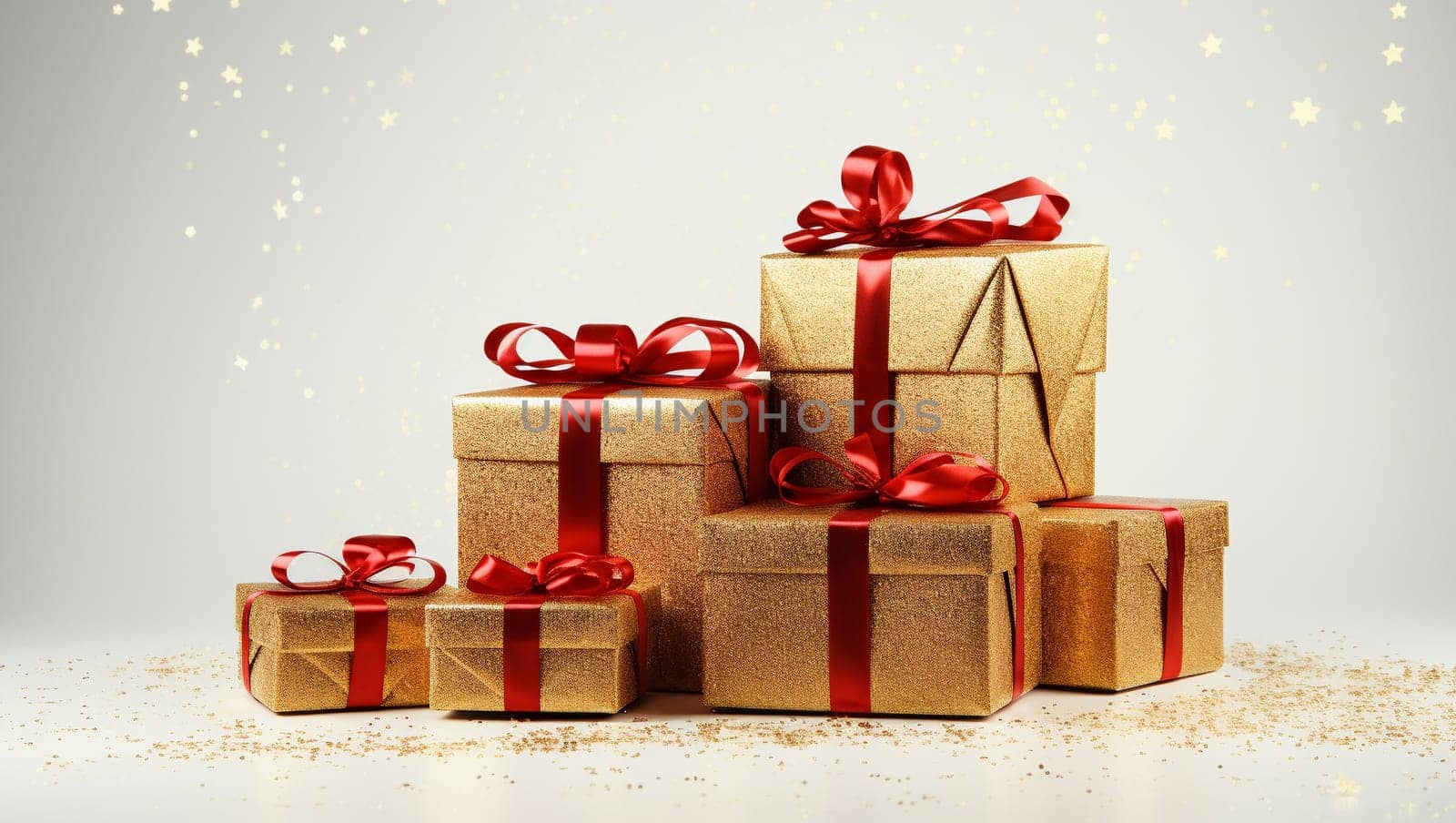 Gifts for the New Year. Christmas and New Year background. Gift boxes and pine cones for holiday. High quality illustration