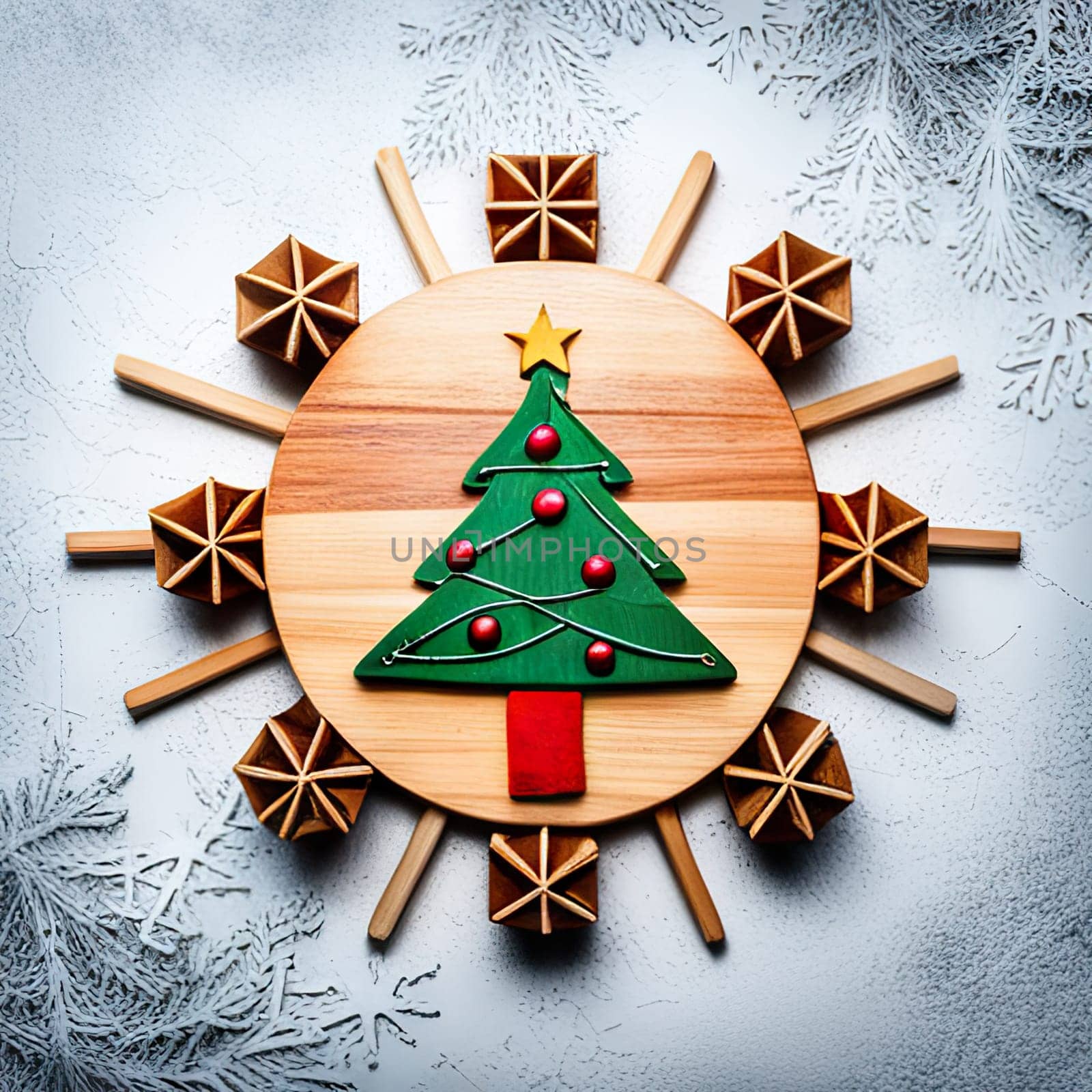 christmas decoration on wooden background.