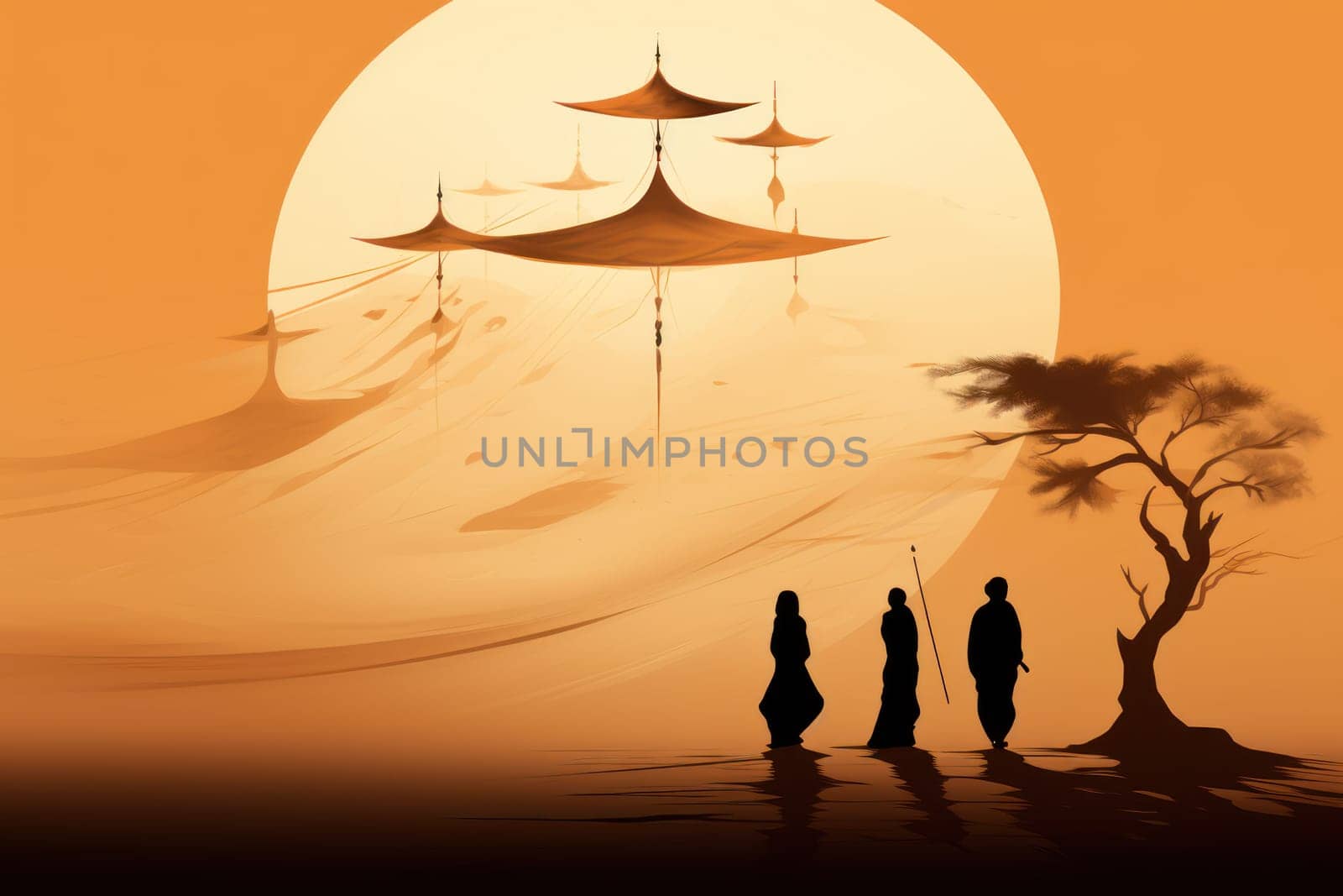 Immerse yourself in the realm of fantasy and behold the awe-inspiring sight of whirling sandstorm djinns.