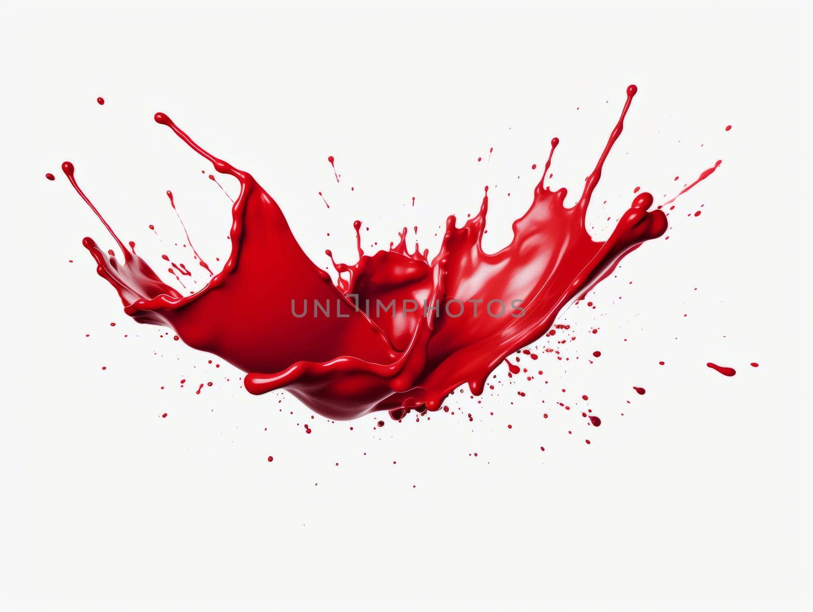 red paint splash on white background by but_photo