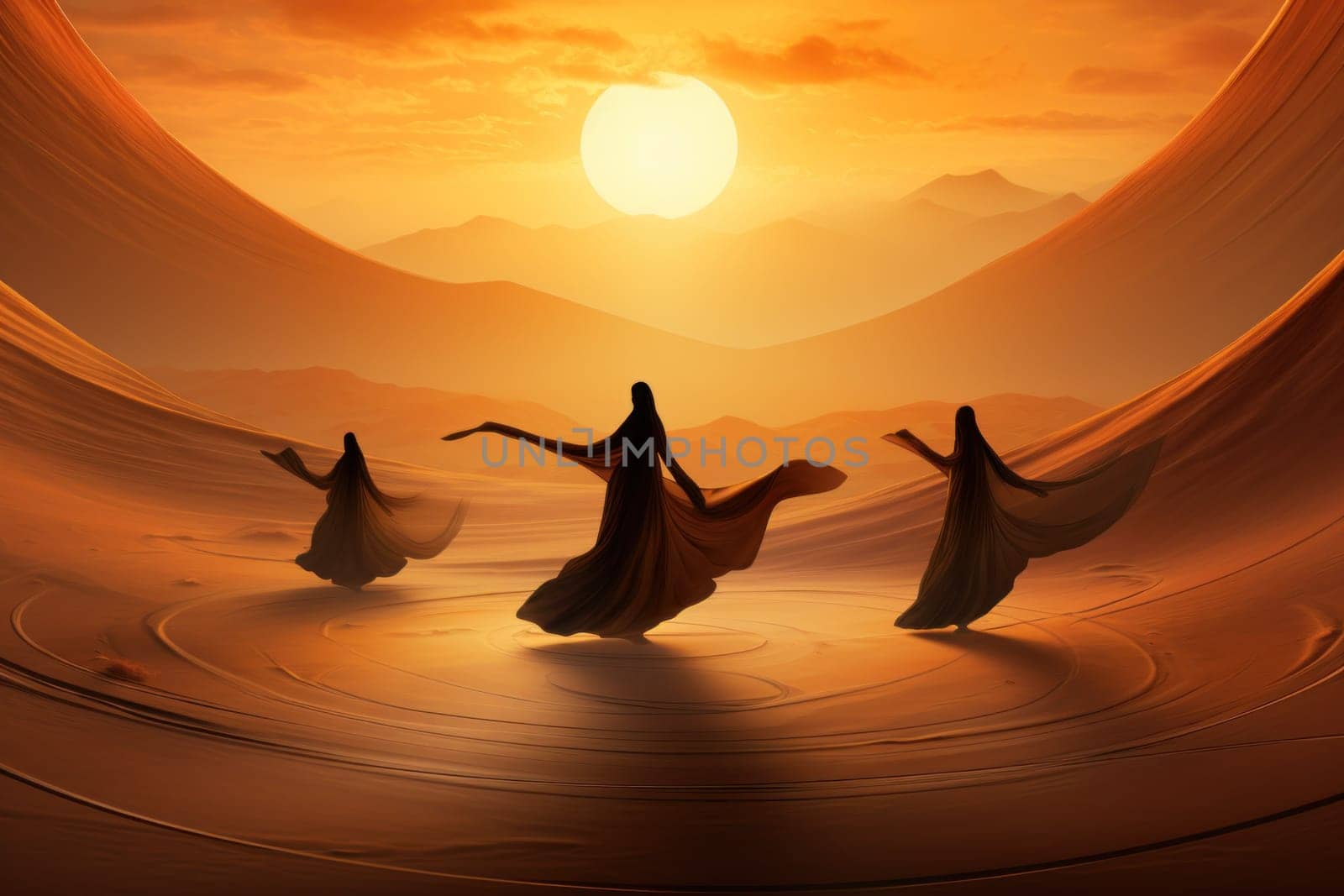 In the enchanting world of fantasy, there exist mystical beings known as whirling sand dervishes.