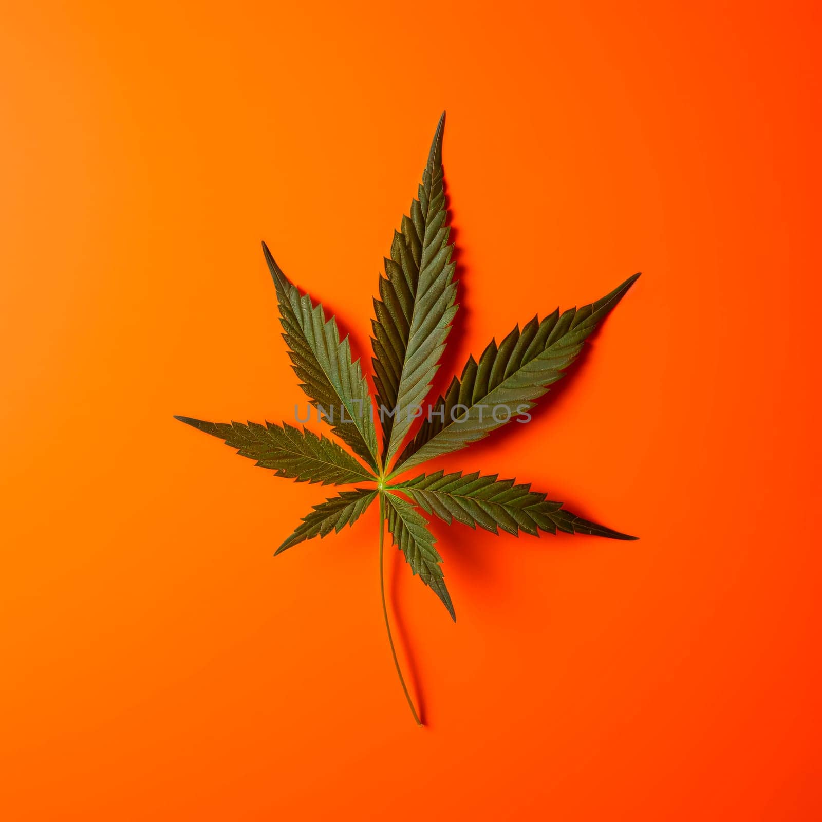 A cannabis leaf on a bright background. Minimalism. by Spirina