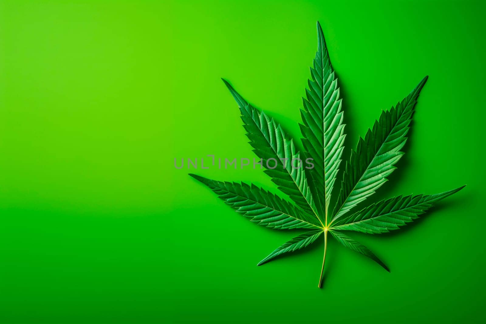 A cannabis leaf on a bright background. Minimalism. High quality photo