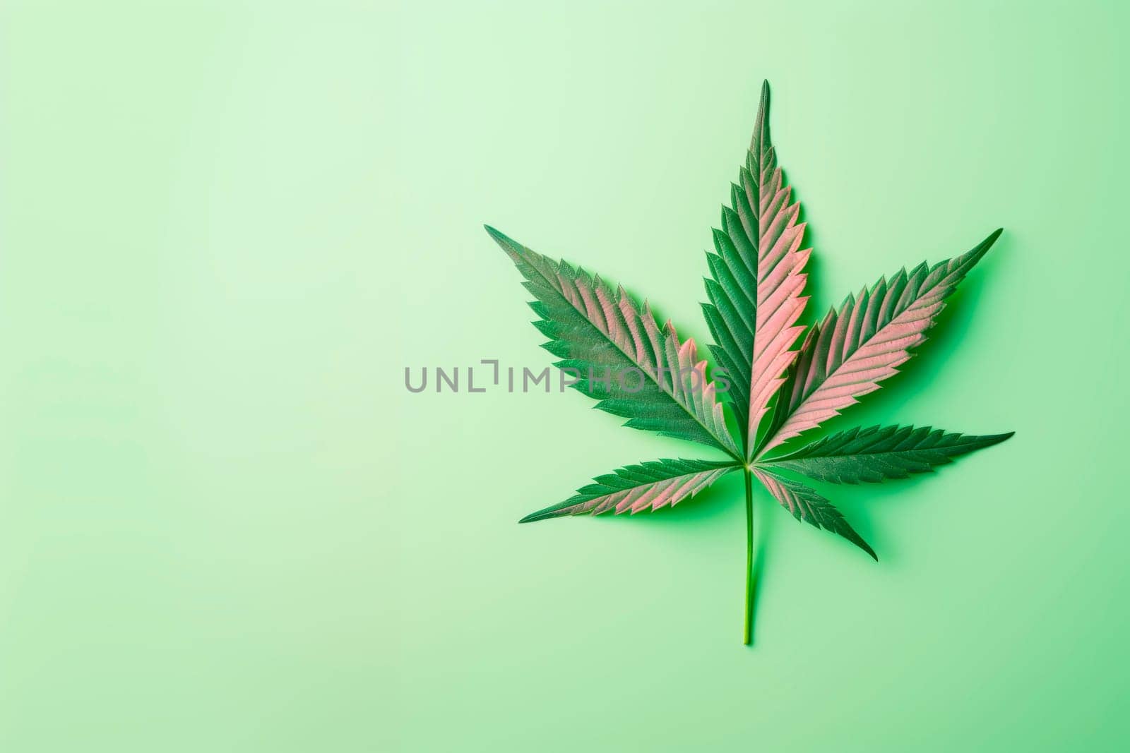 A cannabis leaf on a bright background. Minimalism. by Spirina