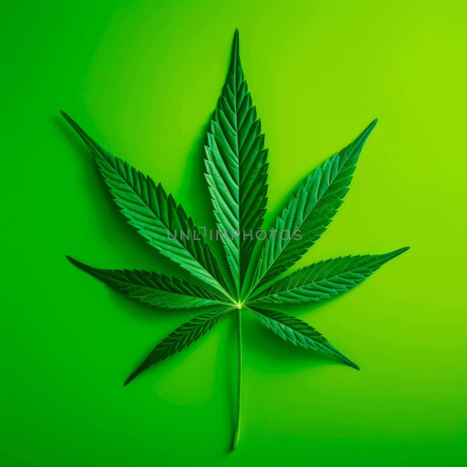 A cannabis leaf on a bright background. Minimalism. by Spirina