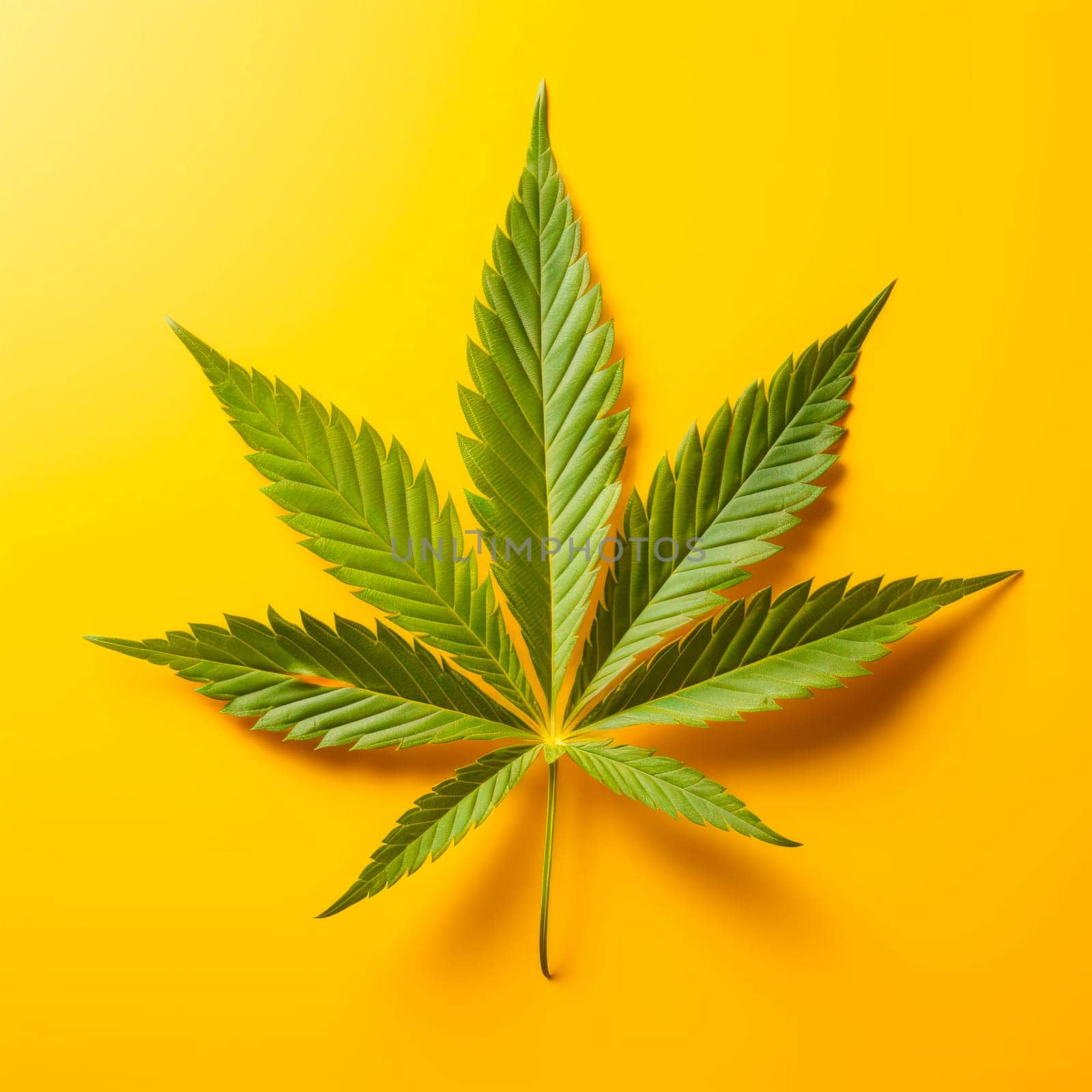 A cannabis leaf on a bright background. Minimalism. by Spirina