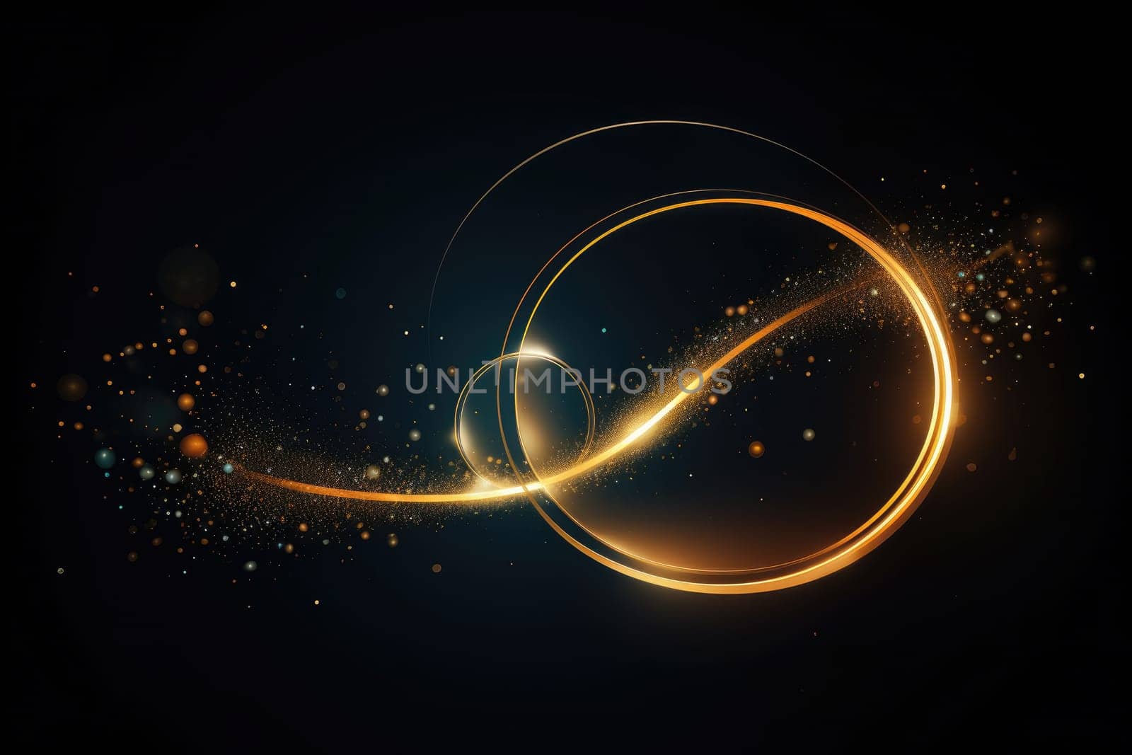 Gold Circle line abstract background. Generative AI by itchaznong