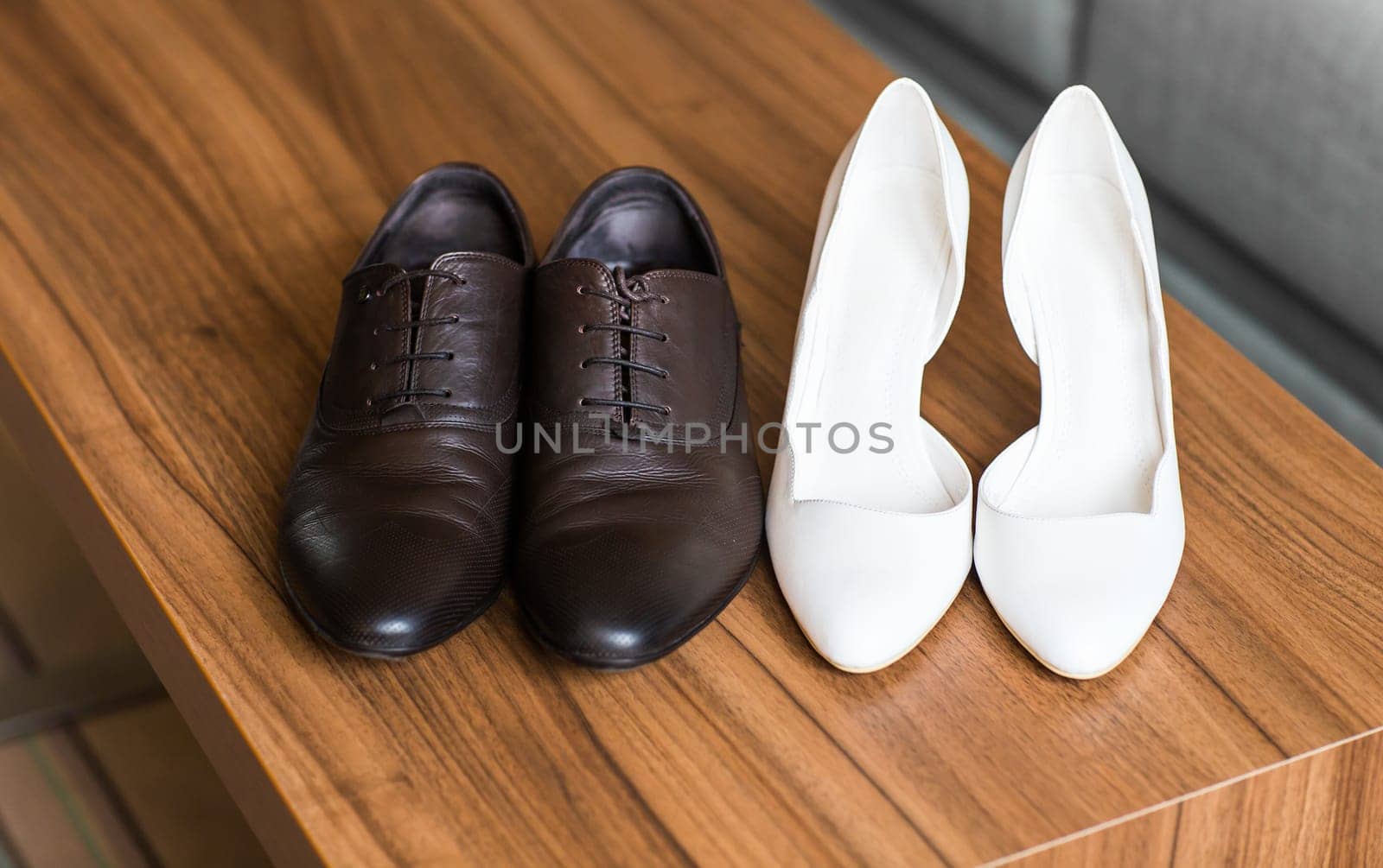 Man and woman shoes. A pair of wedding shoes