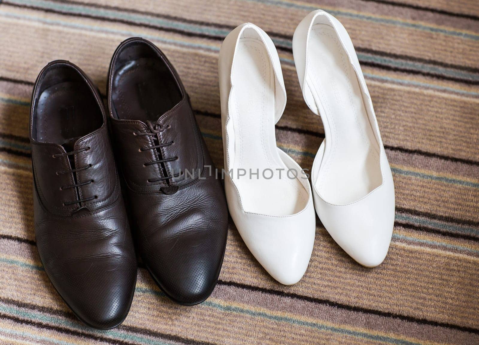 Man and woman shoes. A pair of wedding shoes