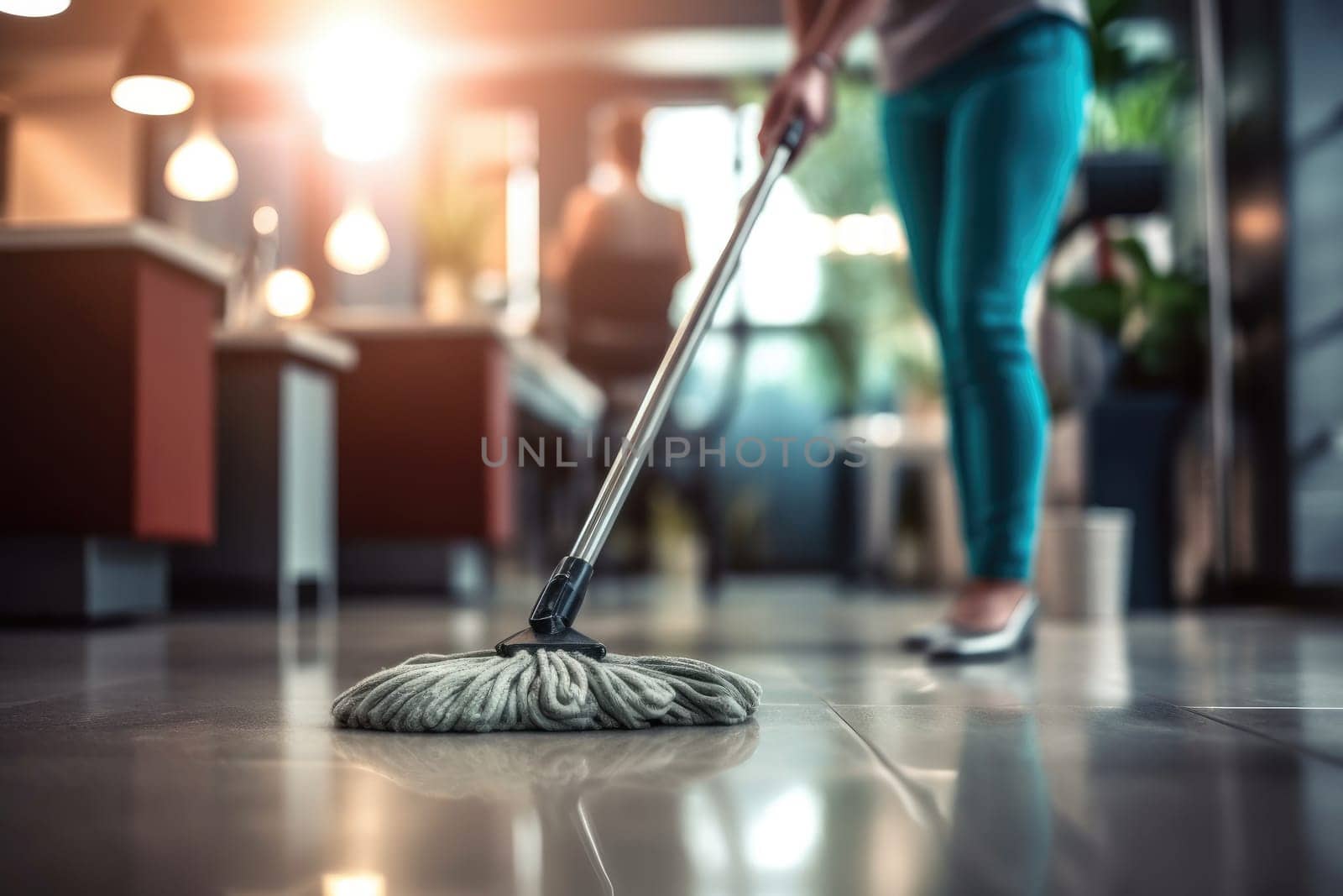 Cleaning service concept. Selective focus. Generative AI.