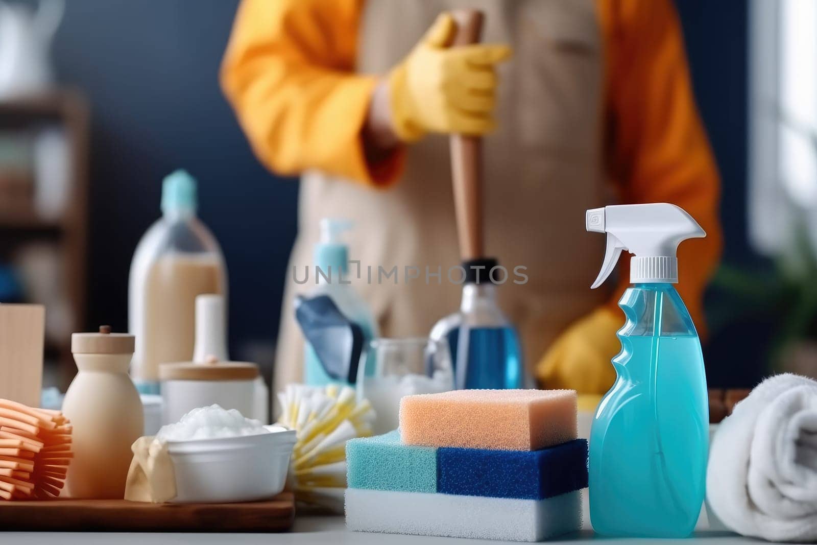 Cleaning service concept. Selective focus. Generative AI.