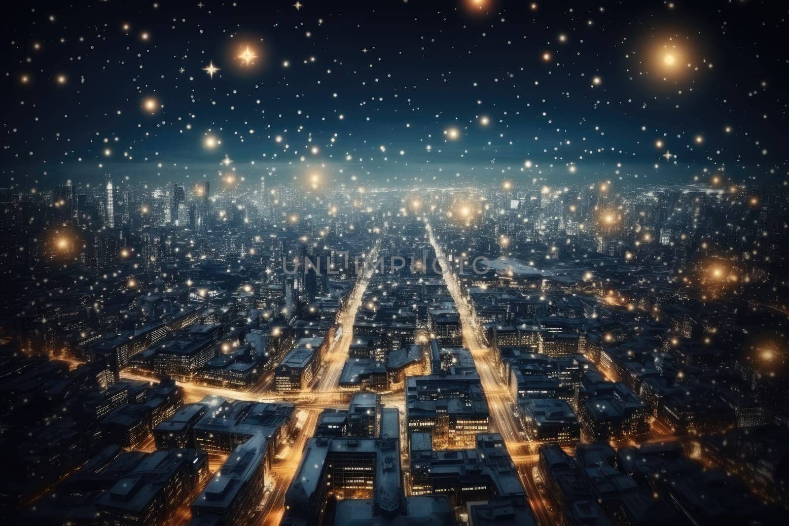 City decorate with Christmas festival theme. Generative AI by itchaznong