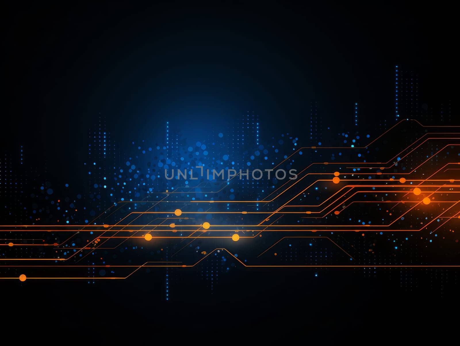 Abstract sci-fi blue and orange background, concept of digital future., AI by but_photo