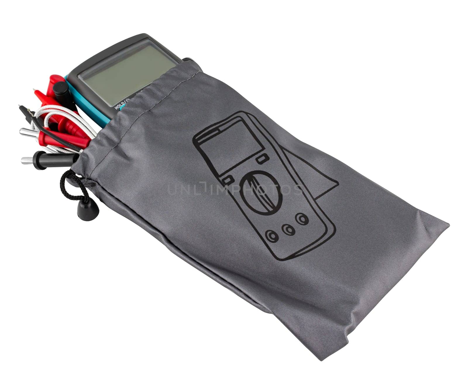 multimeter, measuring instrument of various characteristics of an electrical signal, on a white background