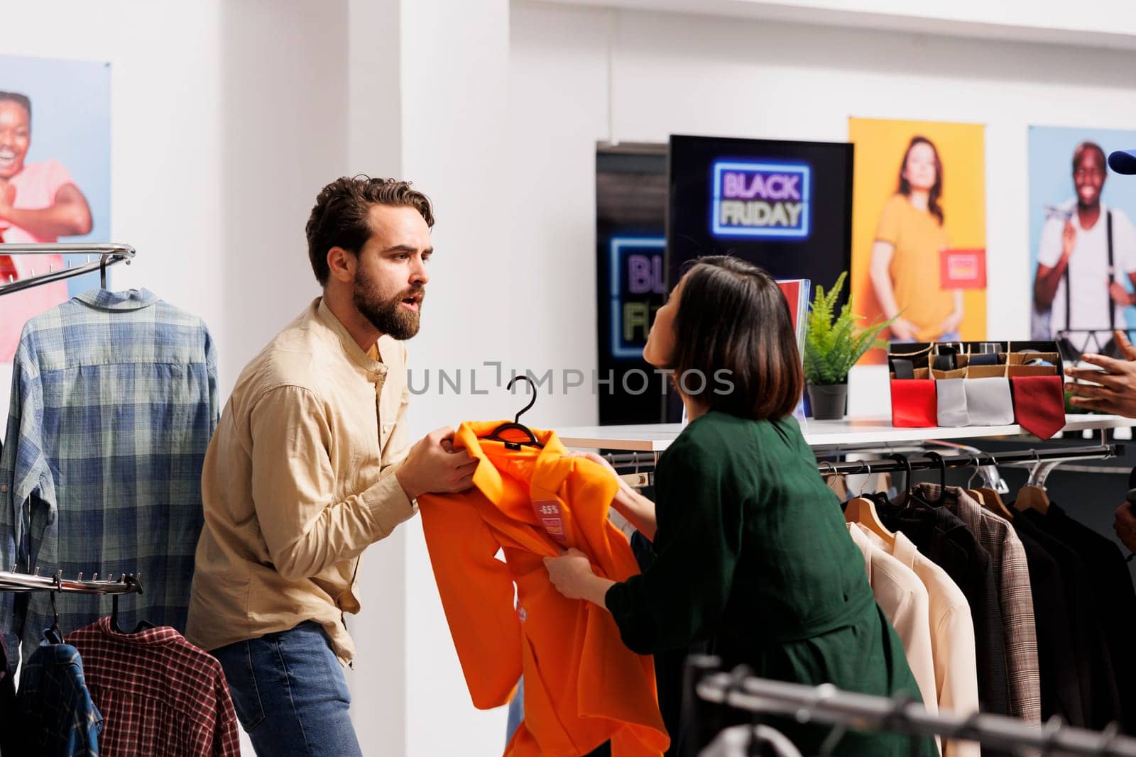 Angry mad shoppers fight over clothing by DCStudio