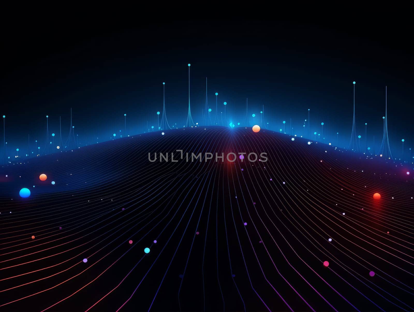 Abstract sci-fi blue and red background, concept of digital future., AI by but_photo