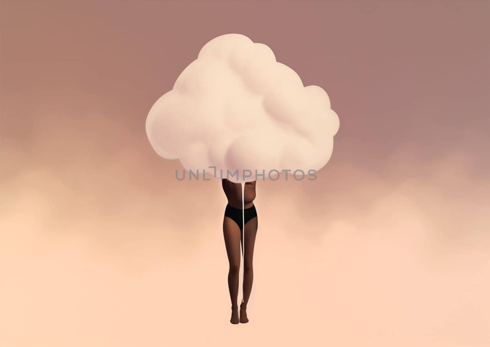 woman leaking man black dream cloud creative concept idea dramatic poster feelings. Generative AI. by Vichizh