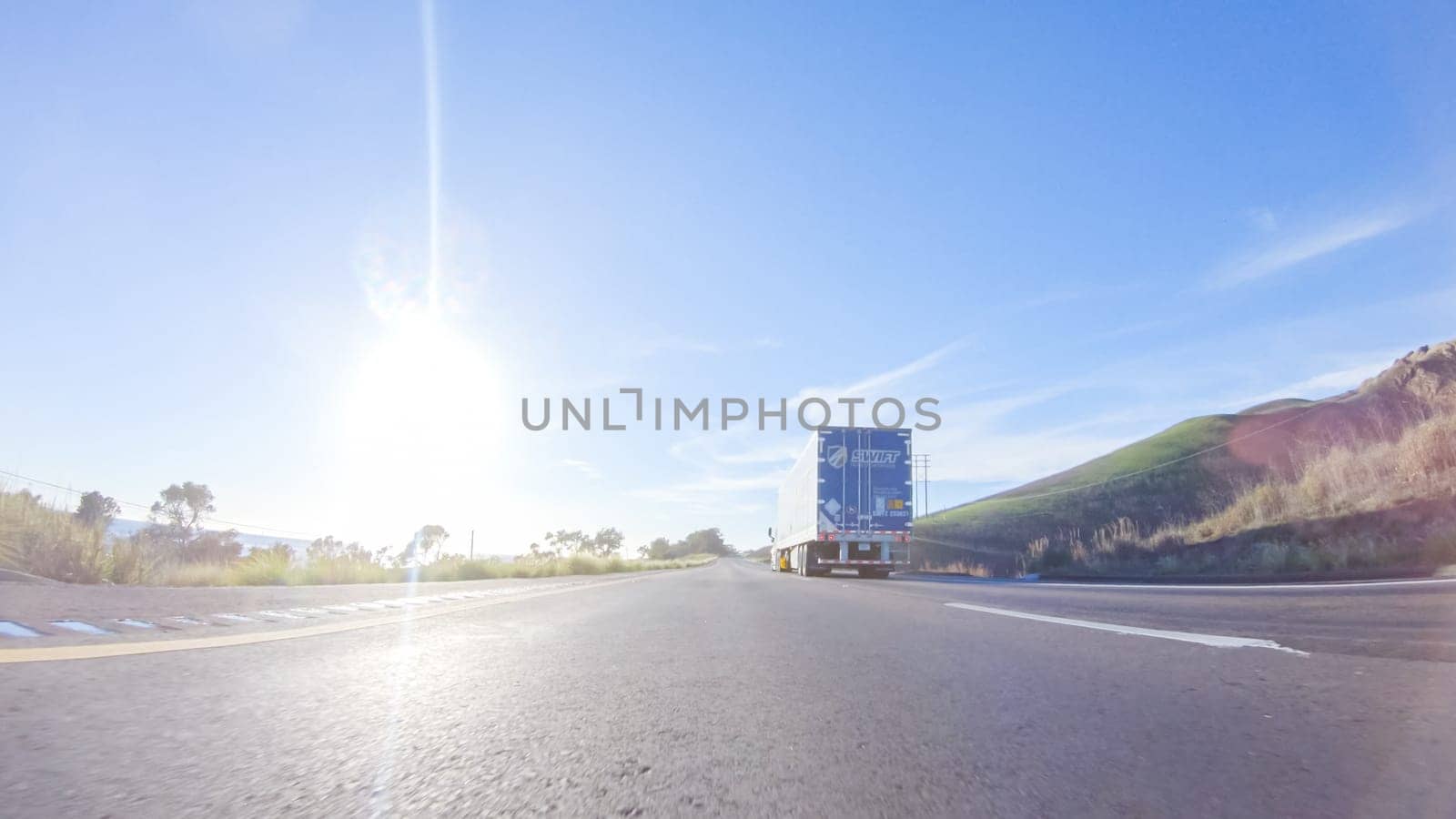 Los Angeles, California, USA-December 4, 2022-POV-During the day, driving on HWY 101 near Arroyo Quemada Beach, California, offers scenic views of the surrounding coastal landscape.