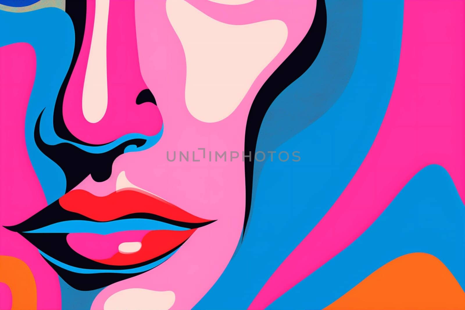 cubism woman portrait face modern graphic fashion poster abstract cubist line. Generative AI. by Vichizh