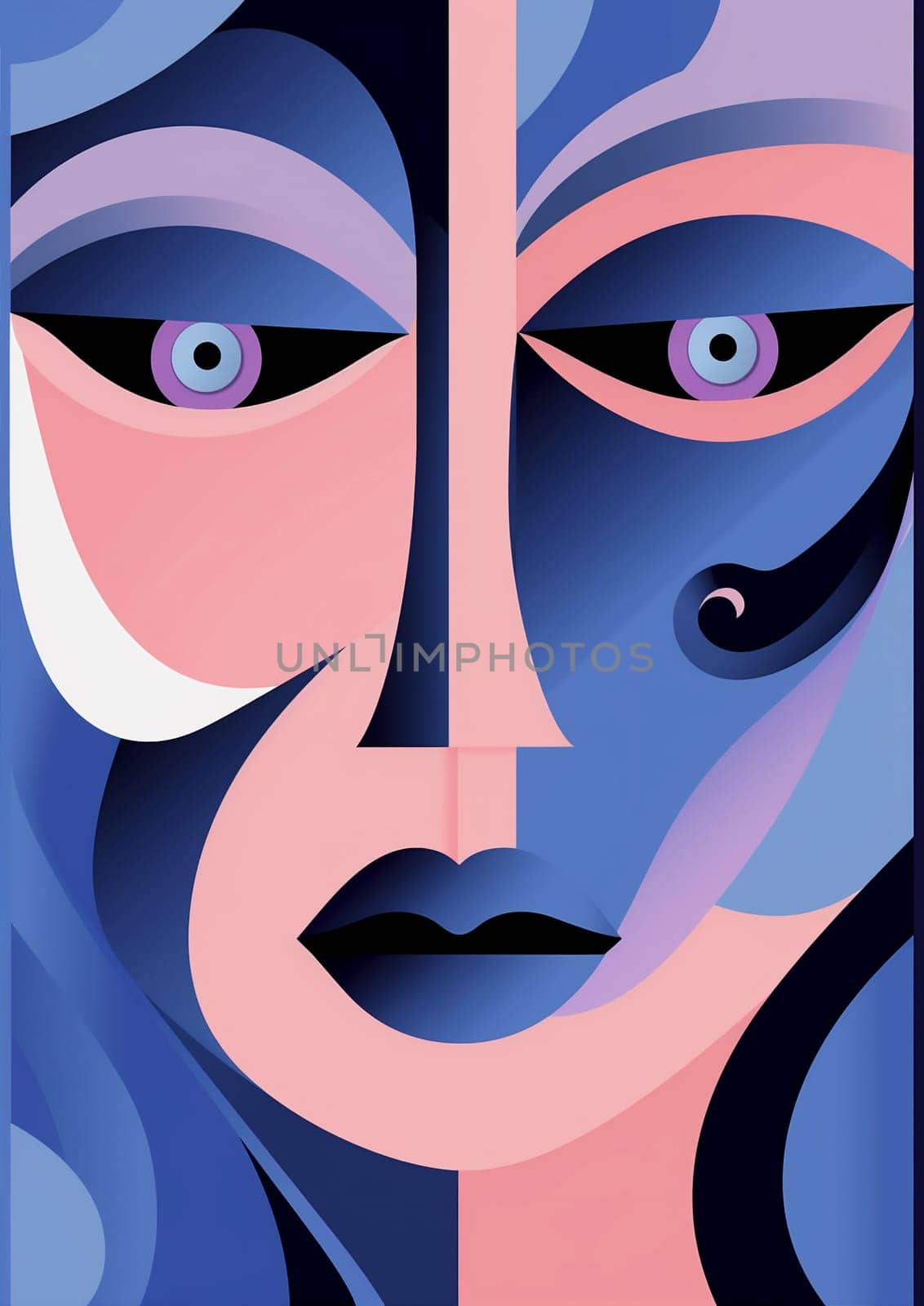woman cubist poster face graphic cubism modern fashion abstract portrait illustration. Generative AI. by Vichizh