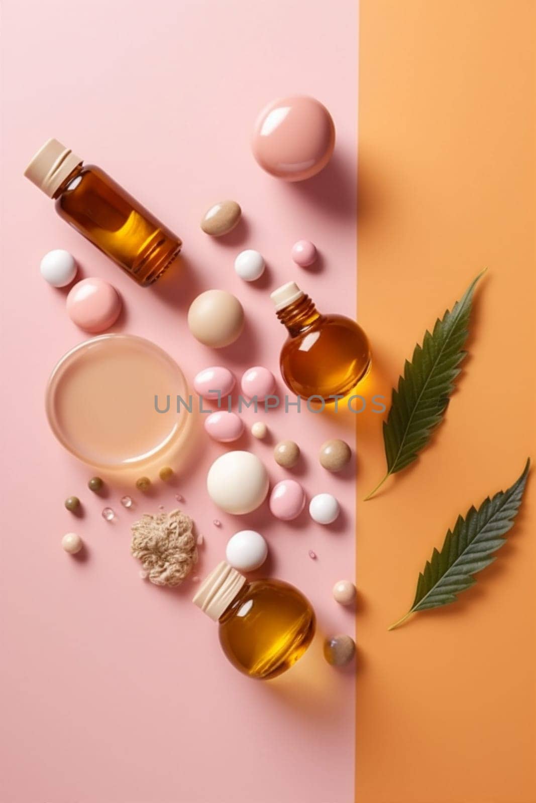 oil medicine cannabis herbal leaf herb capsule natural pill plant. Generative AI. by Vichizh