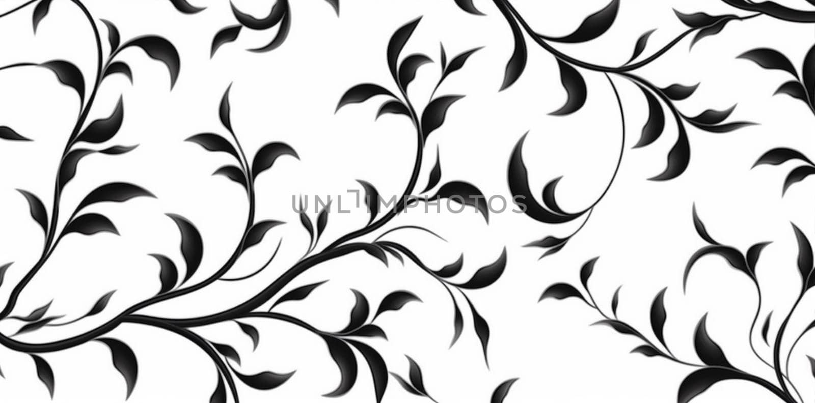 black plant pattern design leaf wallpaper flower illustration decoration floral. Generative AI. by Vichizh