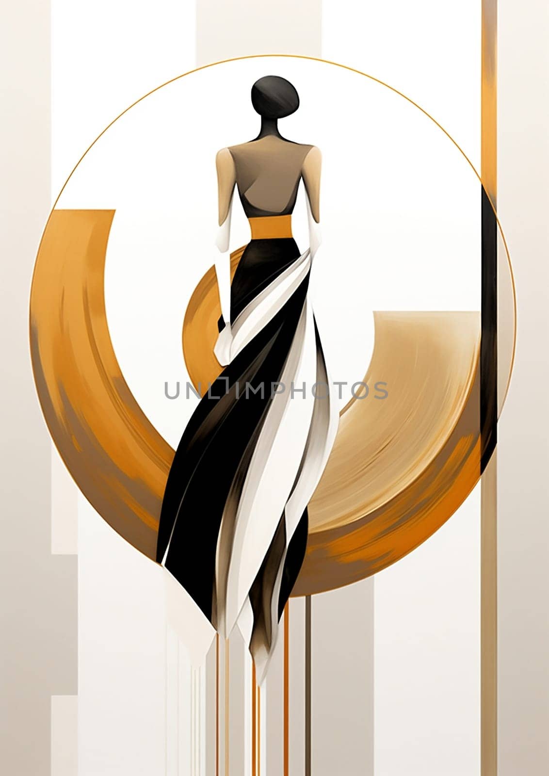 Illustration abstract design young model beauty person fashionable female background dress art by Vichizh