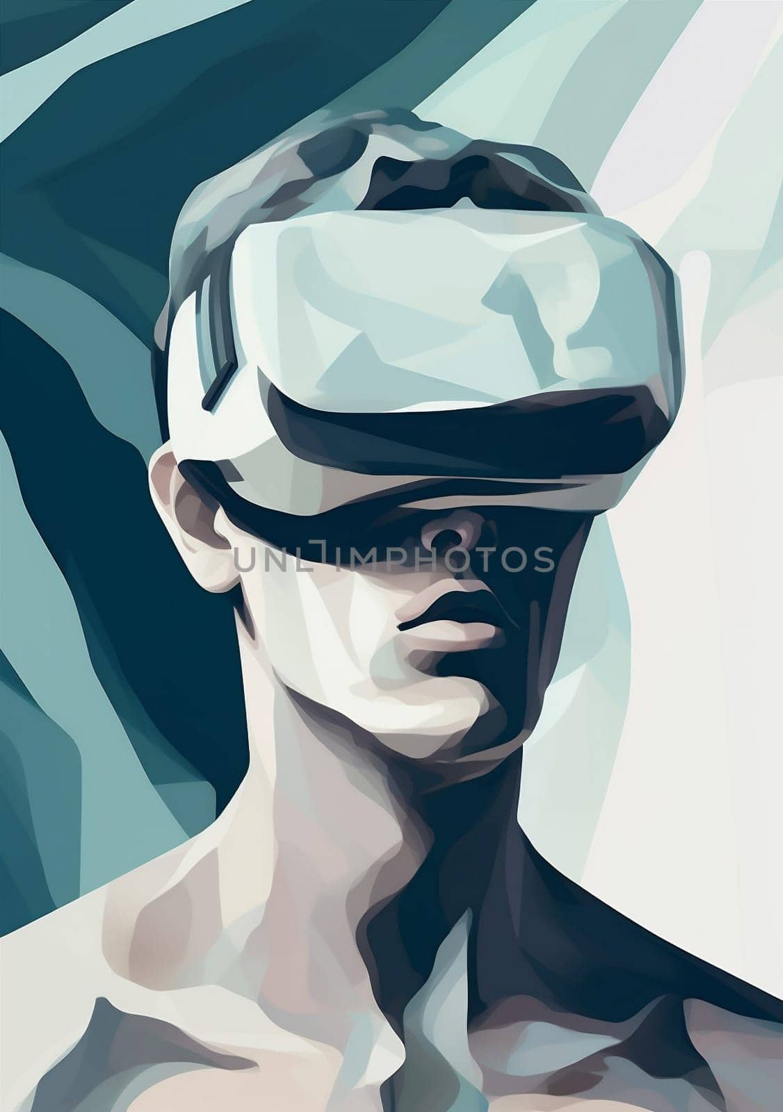 man goggles digital glasses technology headset futuristic vr minimalism gadget cyber. Generative AI. by Vichizh