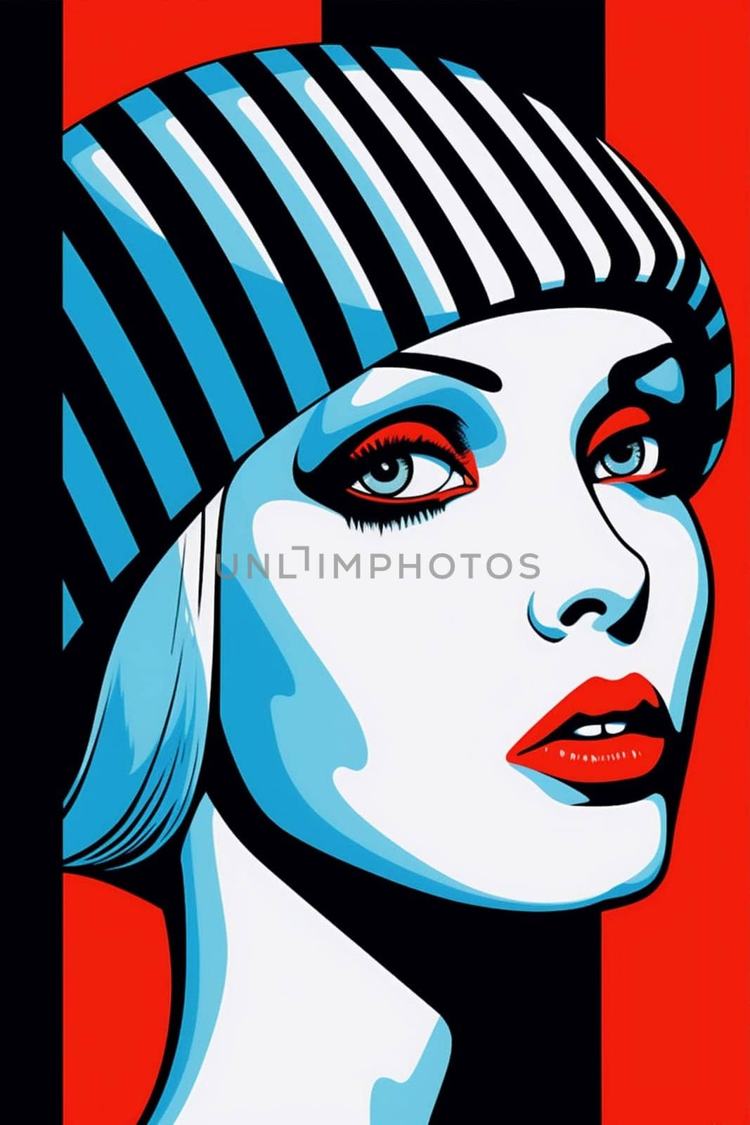 woman eye illustration lady art girl art comic fashion mouth poster retro pop speech smart discount character attractive expression pop wow face. Generative AI.
