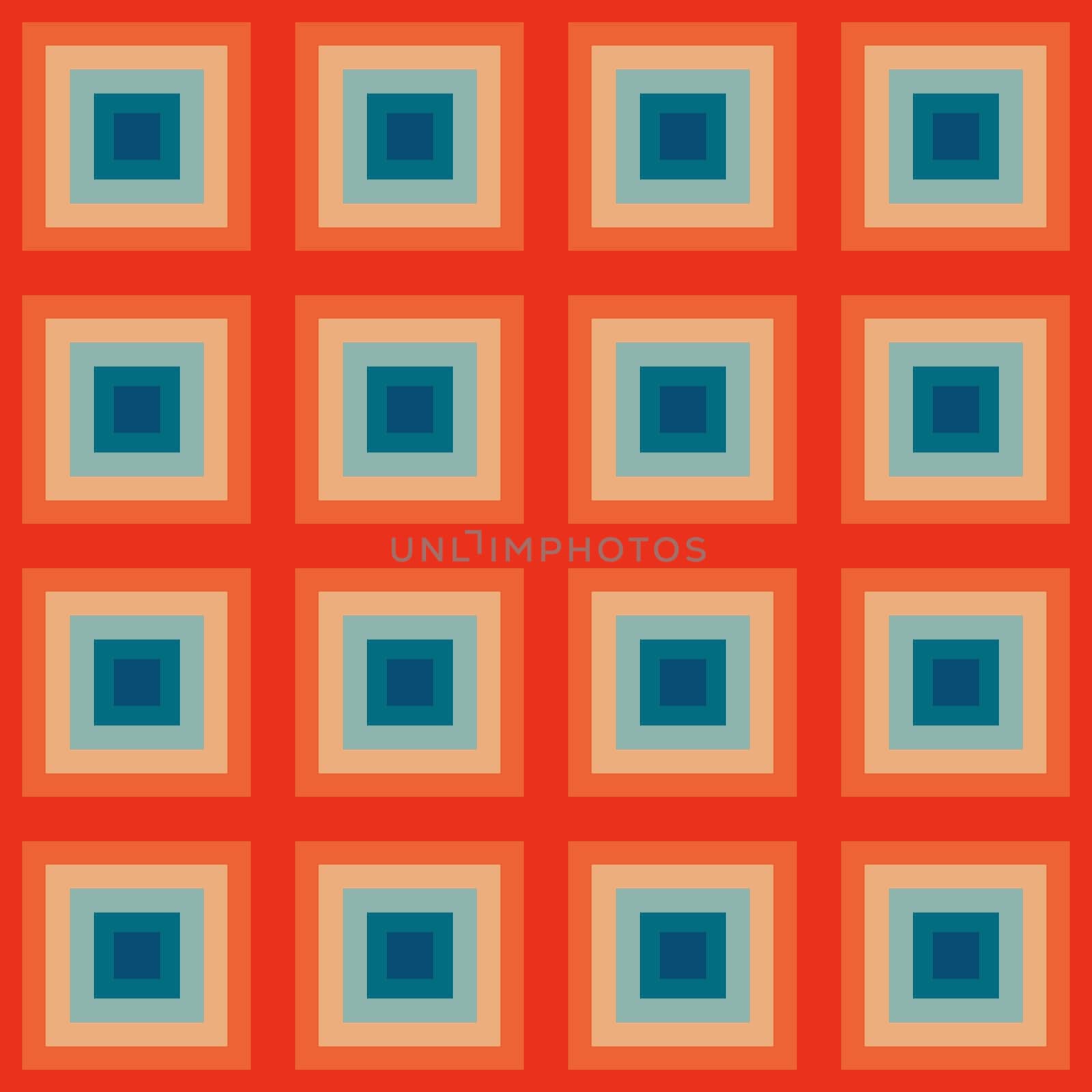 Seamless Groovy aestethic pattern with squares in the style of the 70s and 60s