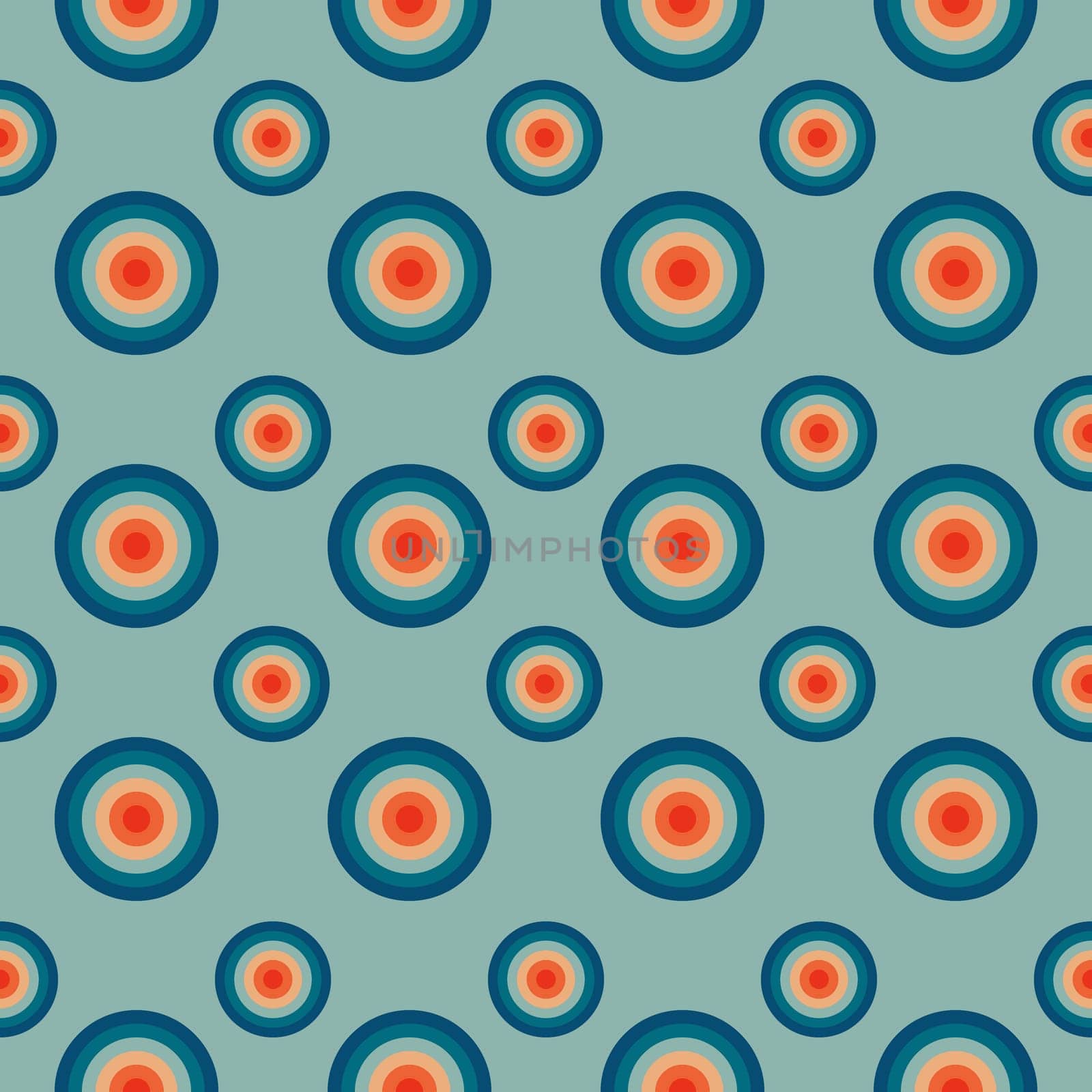 Seamless Vintage pattern with circles in the style of the 70s and 60s.