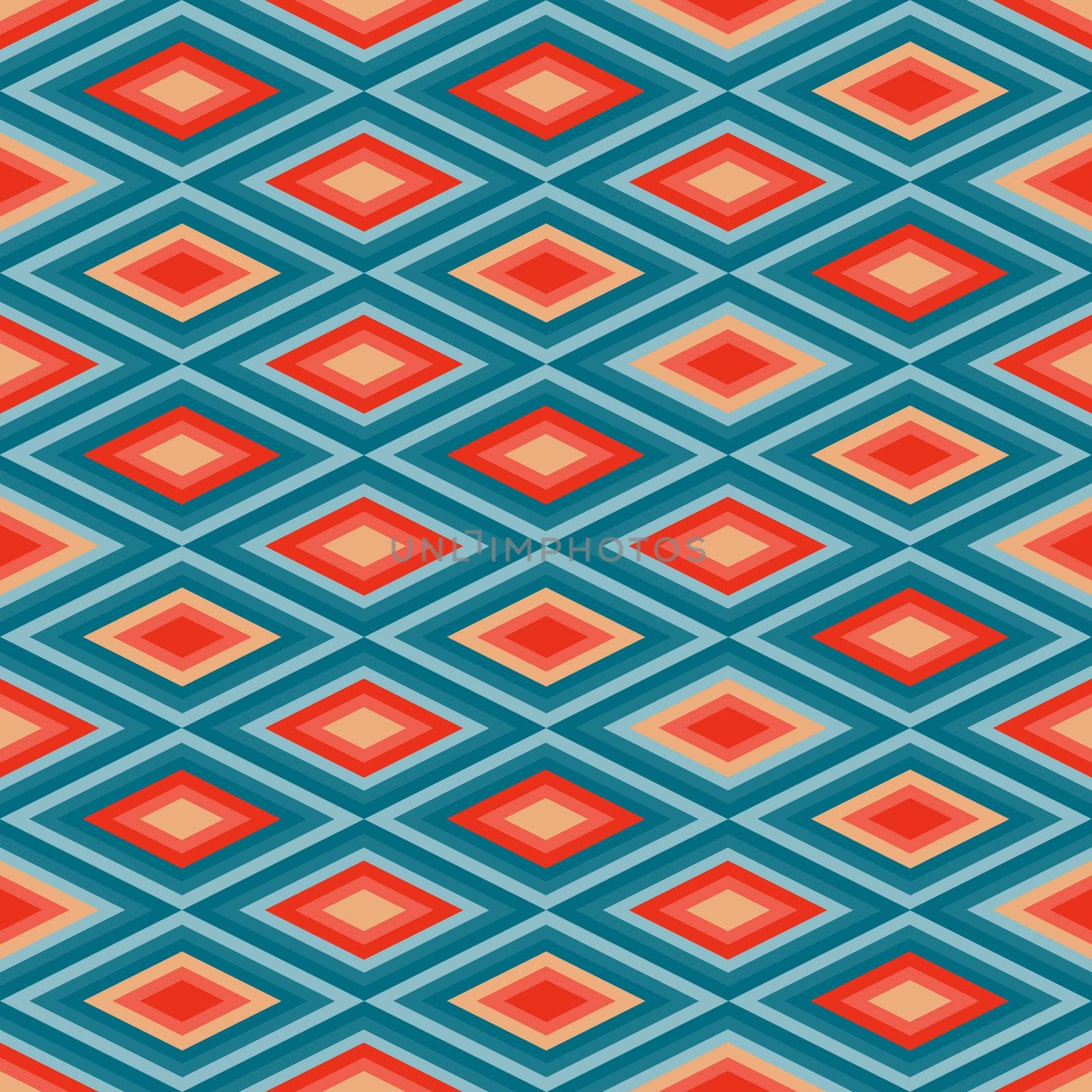 Seamless Groovy aestethic pattern with triangles in the style of the 70s and 60s.