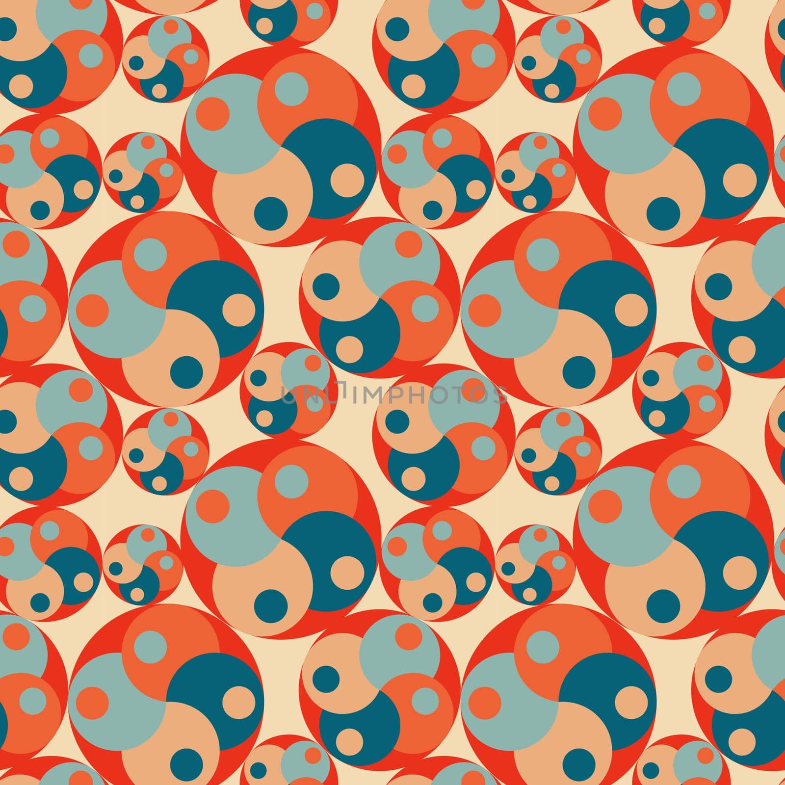 Vintage geometric pattern with circles in the style of the 70s and 60s. by Dustick