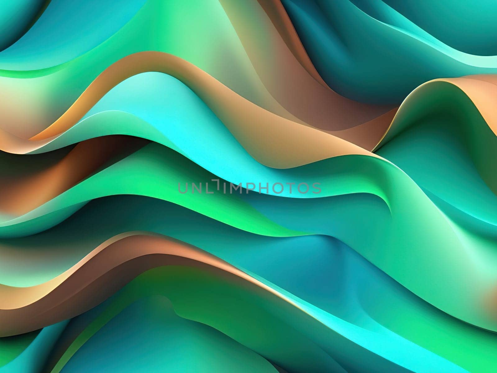 3d rendering of abstract wavy background. Computer generated image.abstract background with smooth lines in turquoise and brown colors.3d rendering of abstract wavy background with green and blue colors